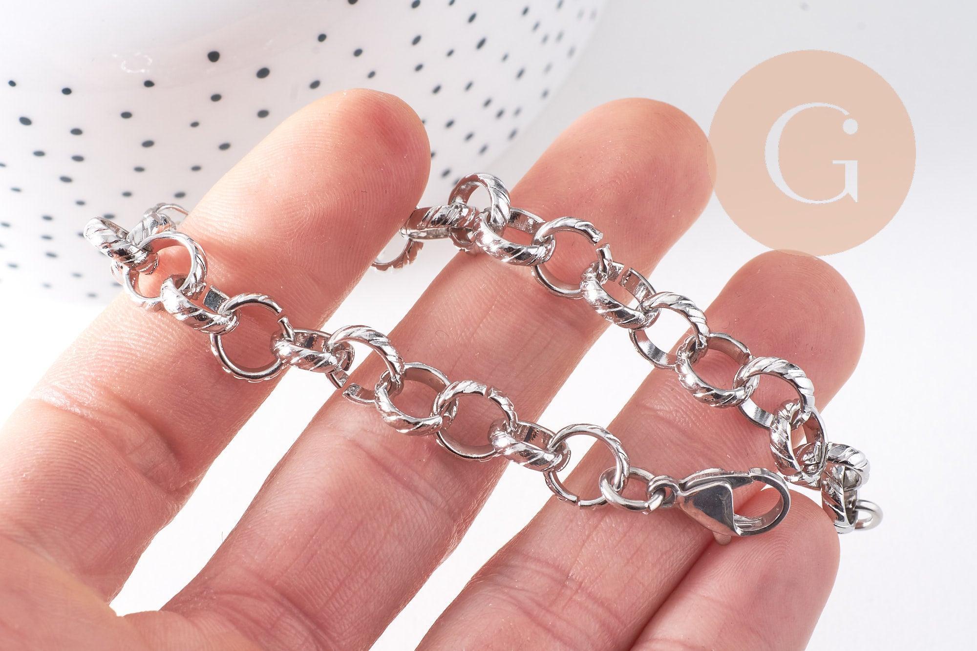Gingerlily G10313 bracelet grosse maille acier inoxydable 20,3 cm