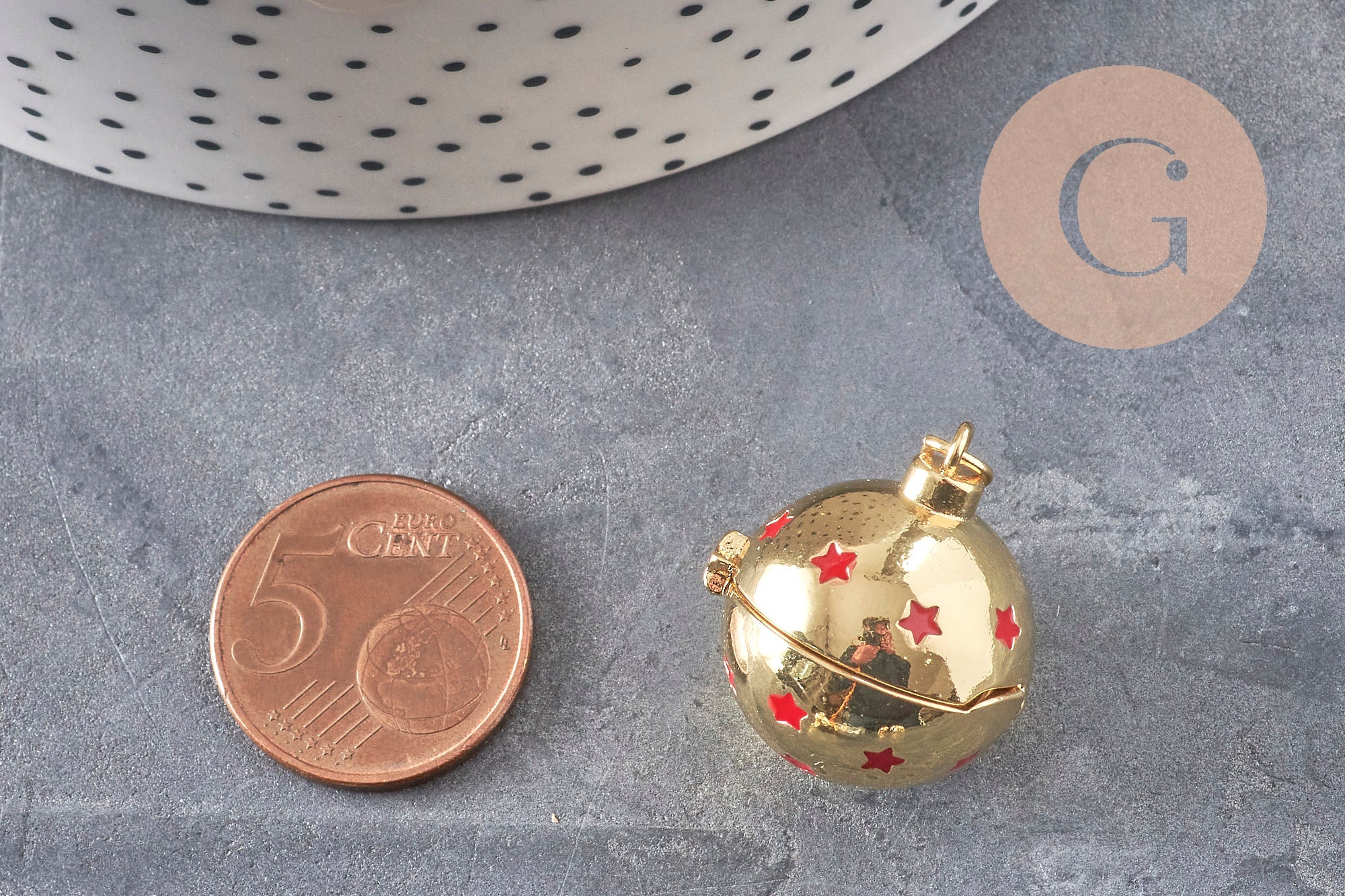 Gingerlily G11147 pendentif locket boule doré étoiles 25mm x1