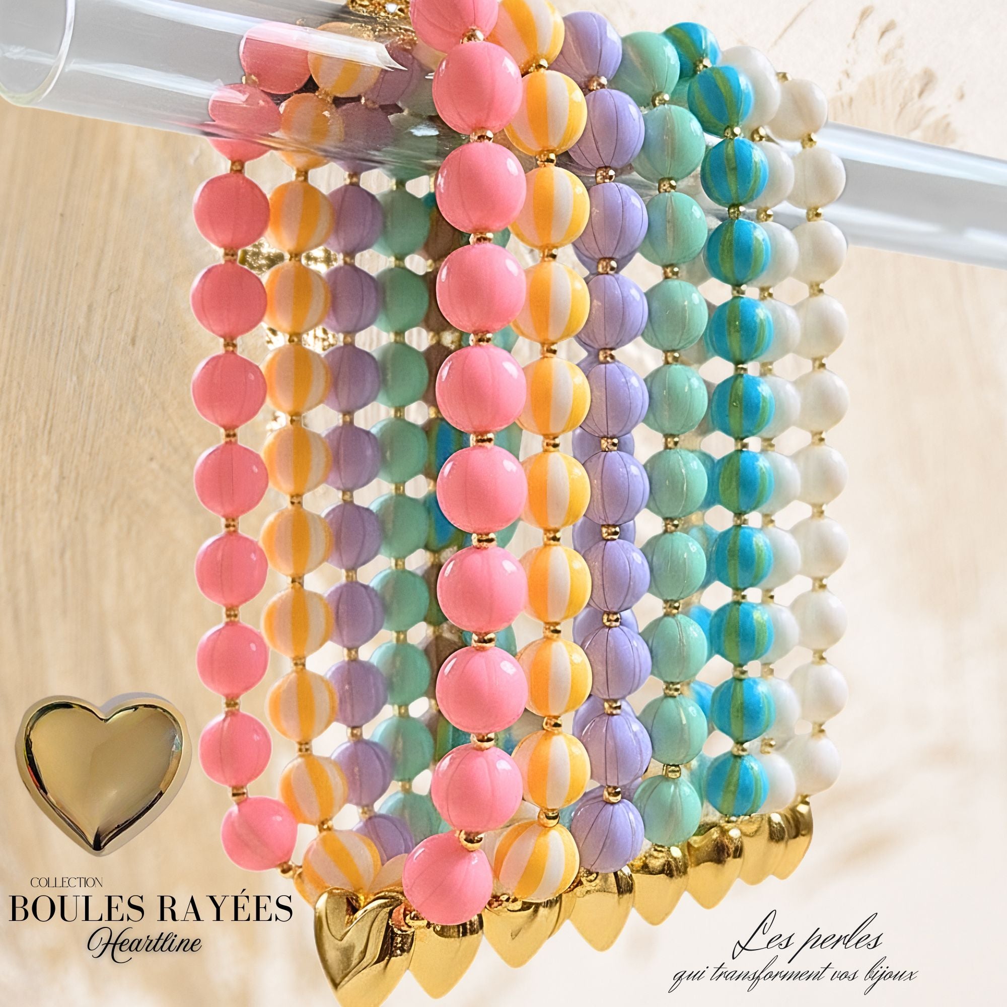 ARTSHOP HeartLine 15 perle cœur CCB doré x10 acrylique 22mm