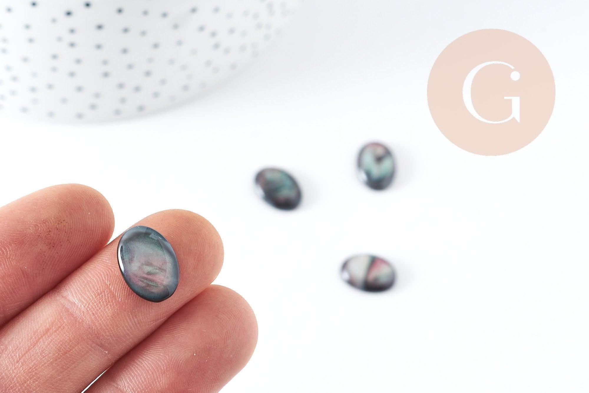 Gingerlily Perles G9101 cabochon ovale noir 14x10 mm résine