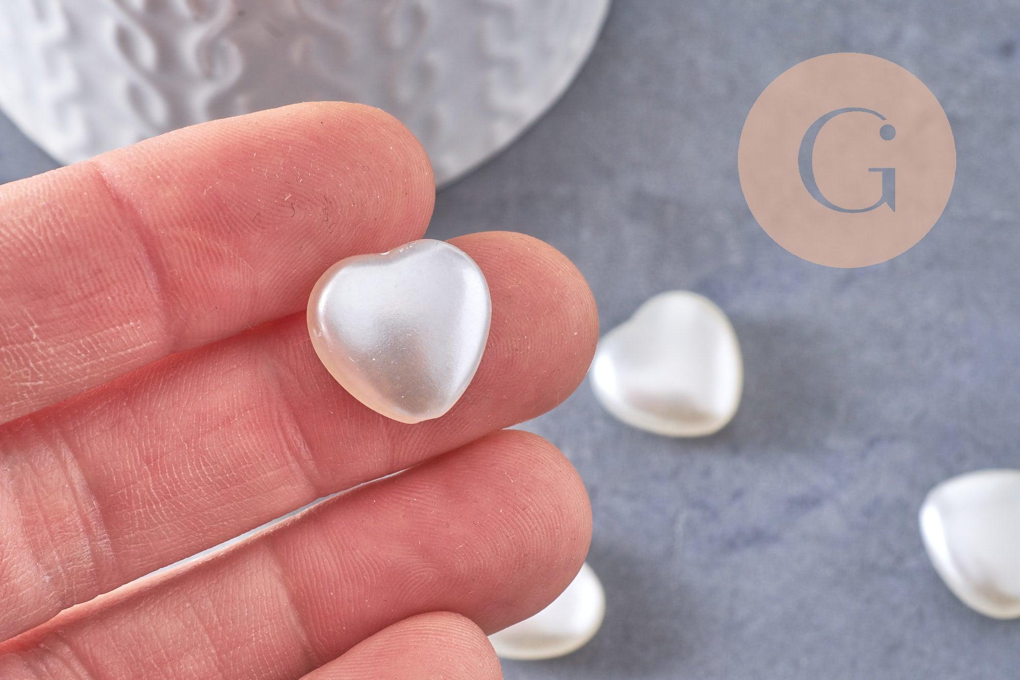 Gingerlily Perle coeur plastique perles 15mm blanc nacré x10