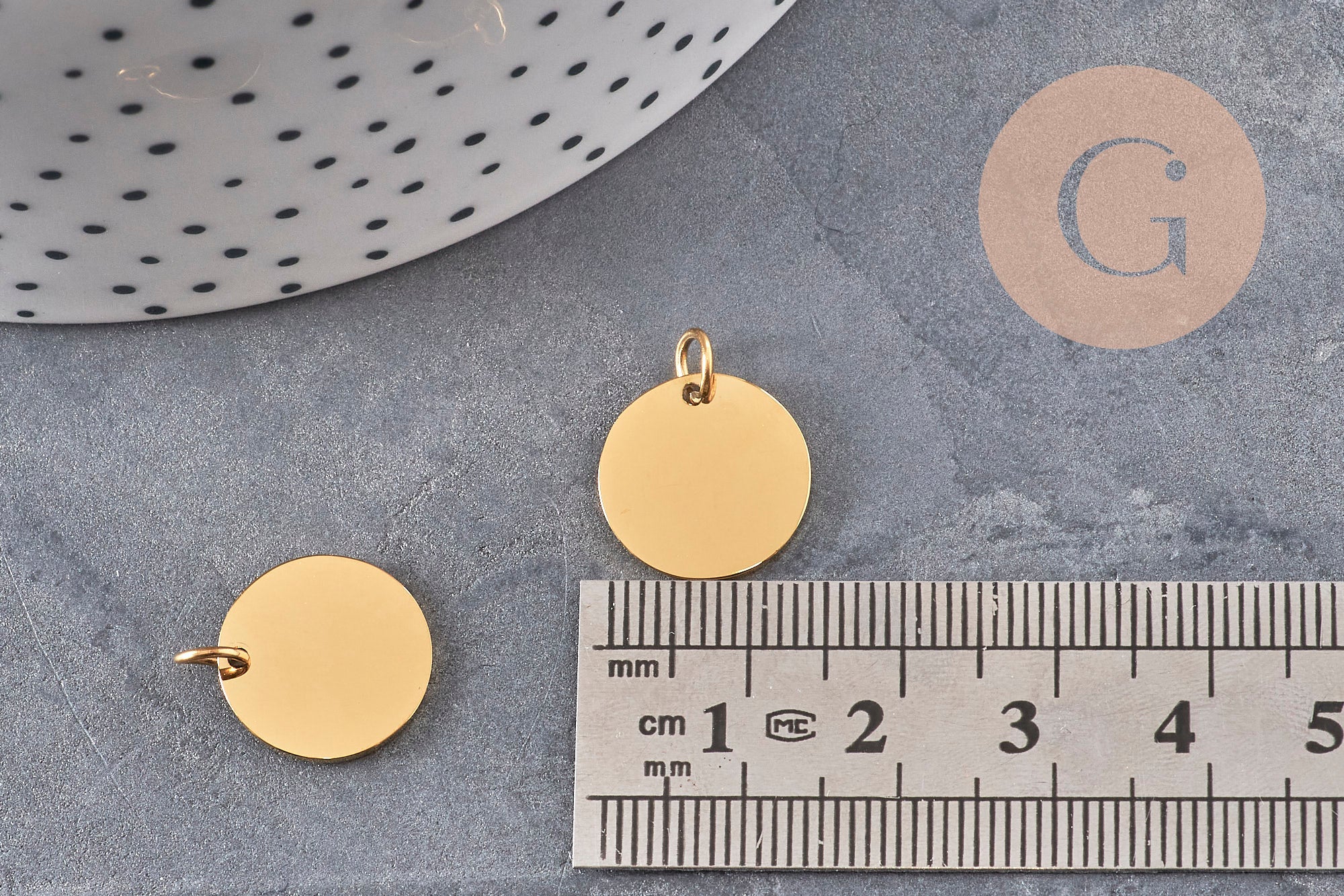 Gingerlily Pendentif rond doré 14mm G11143 sans gravure
