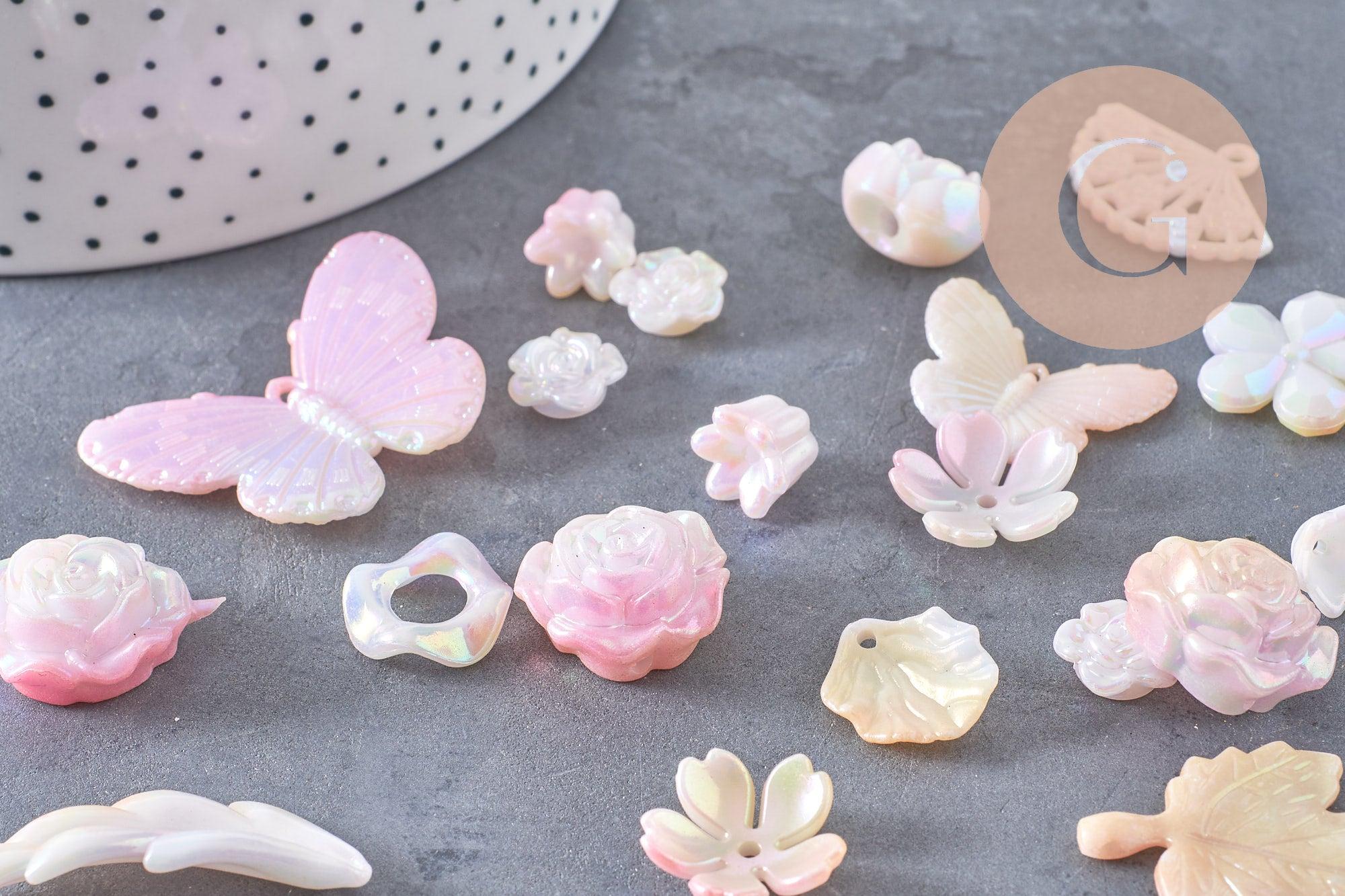Gingerlily Perles DIY mix plastique rose 10g 8-32mm