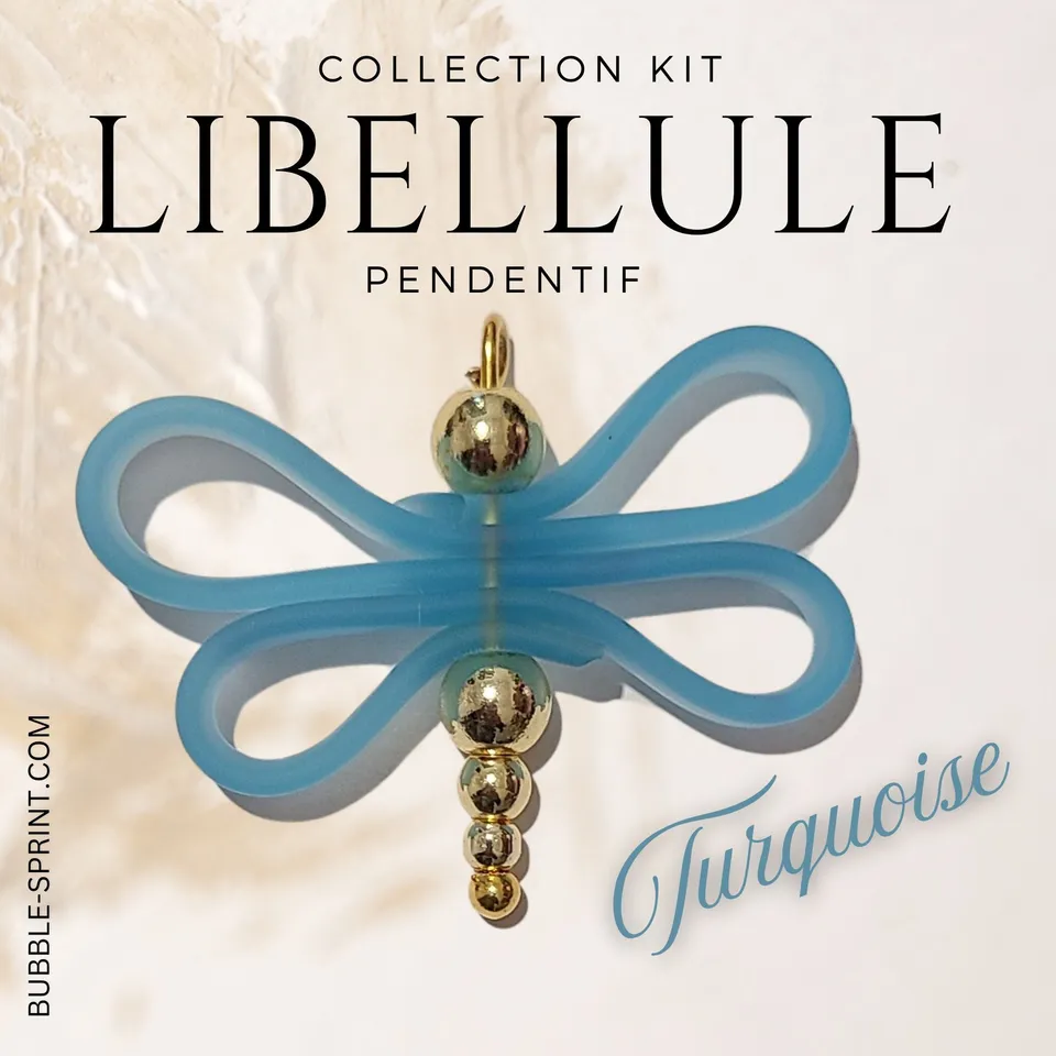 ARTSHOP Bijoux en KITS pendentif libellule turquoise 35mm
