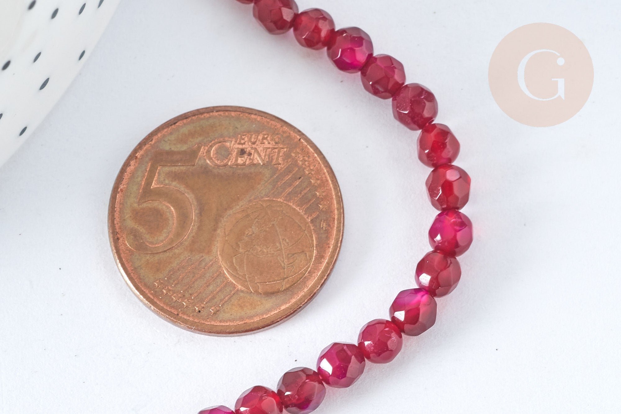 Gingerlily Pierre Naturelle G7344 perle agate rouge 4mm fil 35cm