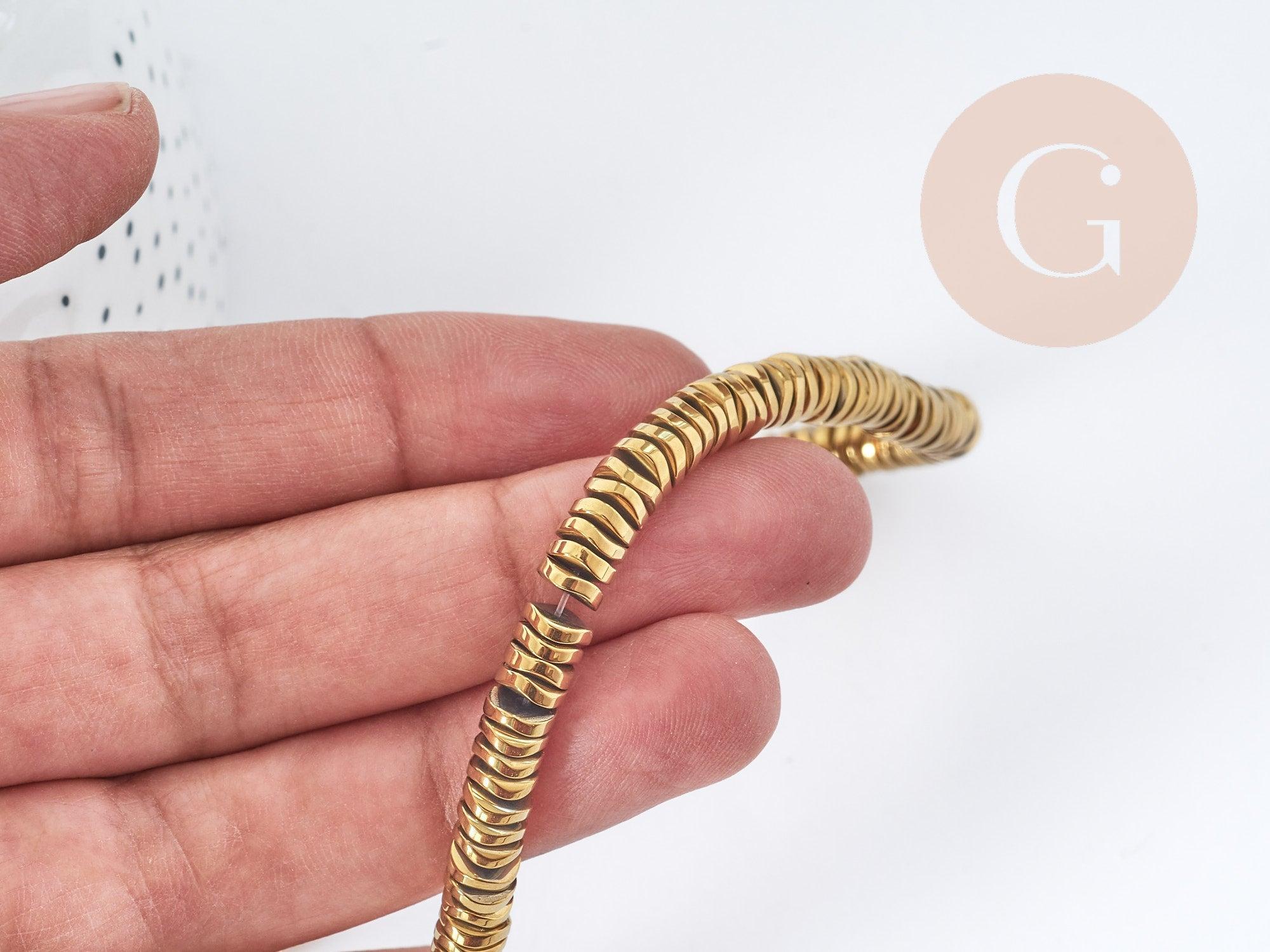 Gingerlily Perles DIY perle heishi dorée 6mm fil 40cm G8977