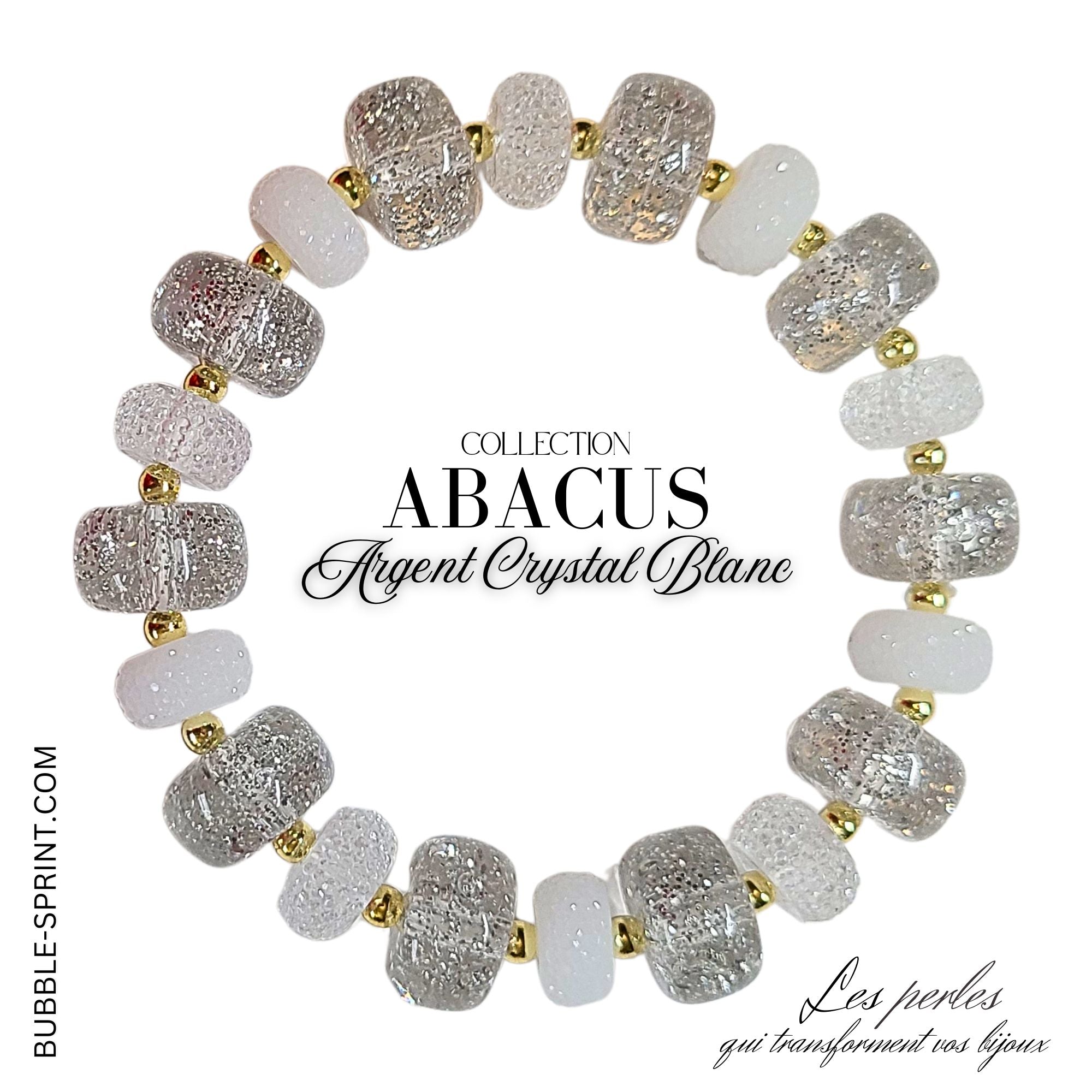 ARTSHOP Abacus Bracelet Argent Crystal Blanc Kit