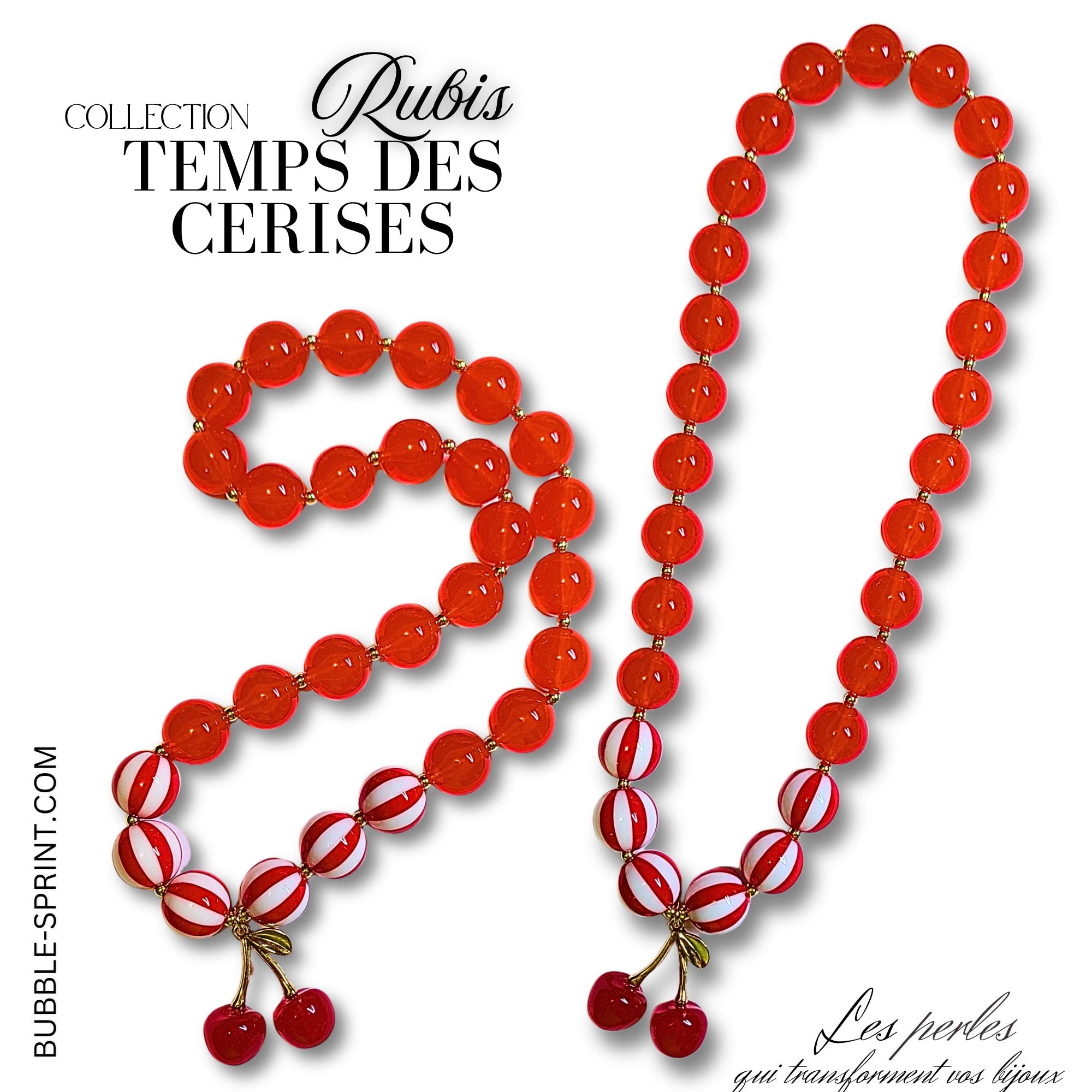ARTSHOP Temps des Cerises Rubis collier monté 44 cm