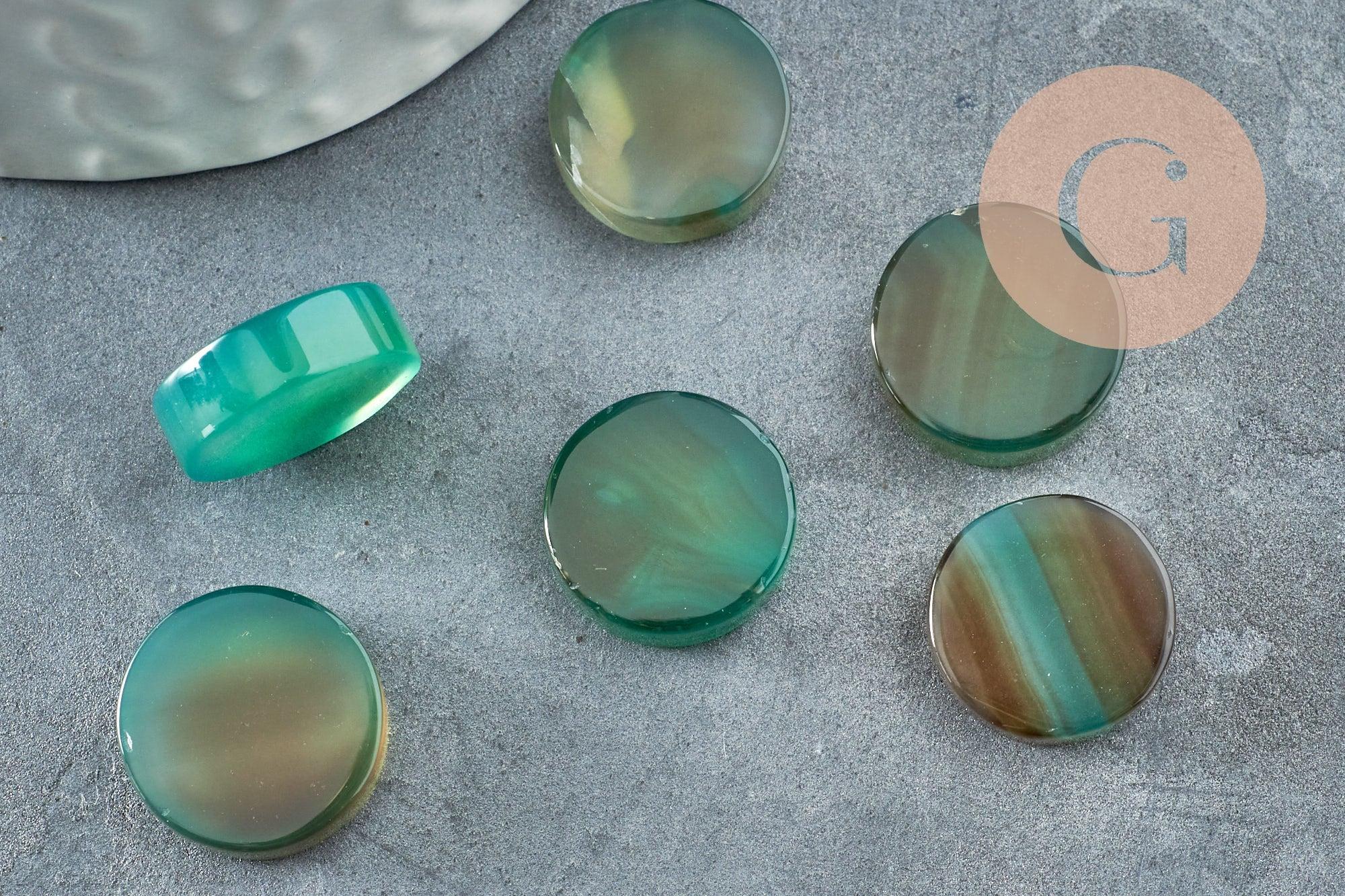 Gingerlily G9572 cabochon rond onyx verte 15mm x1 pierre naturelle