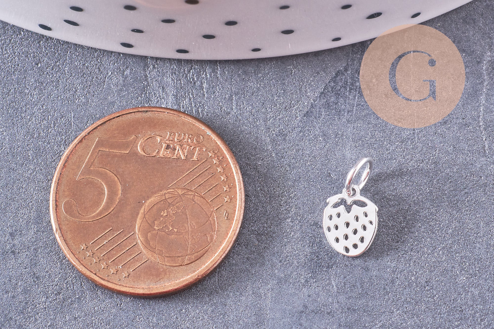 Gingerlily Pendentif fraise argent massif 925 8mm x1