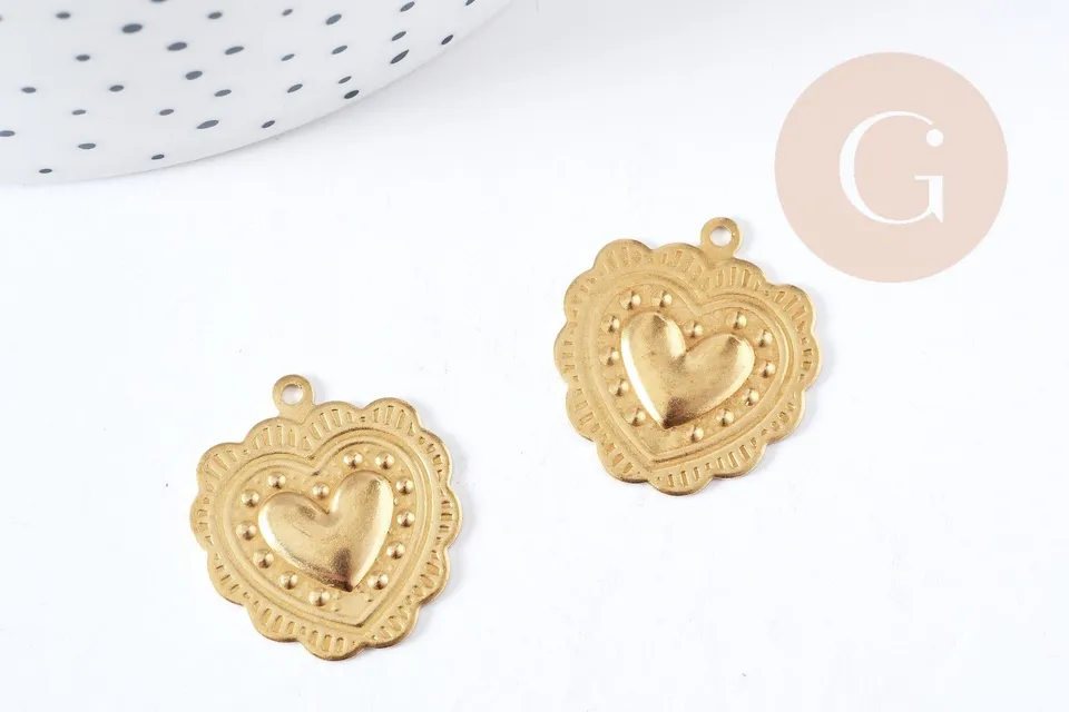 Gingerlily G8950 pendentif cœur laiton brut 22mm