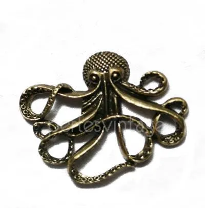 Gingerlily Pendentif Pieuvre Bronze Vintage 5cm