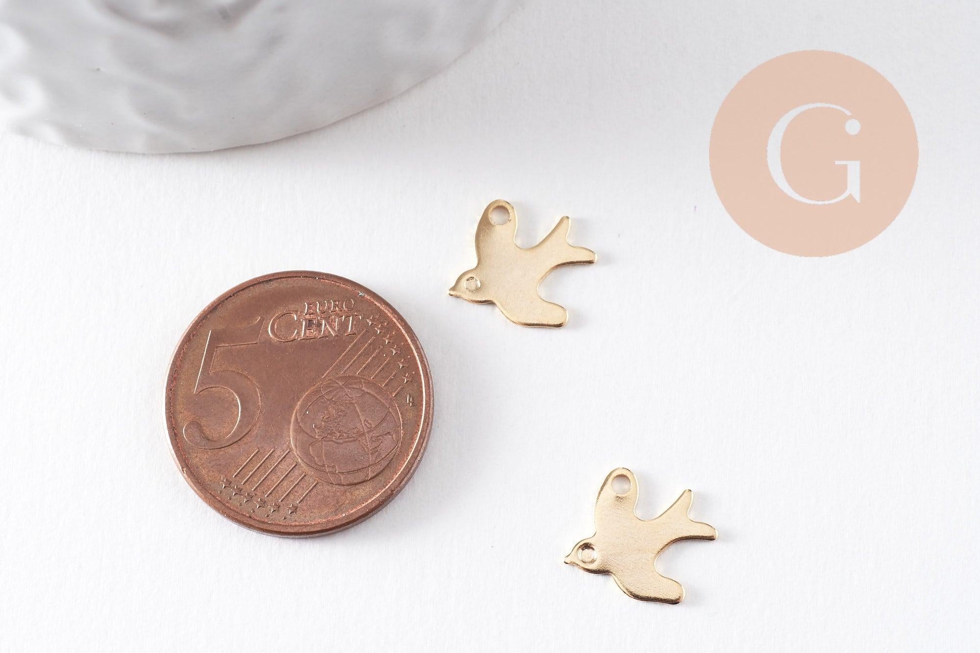 Gingerlily Perles G9940 pendentif hirondelle doré 12 mm x5