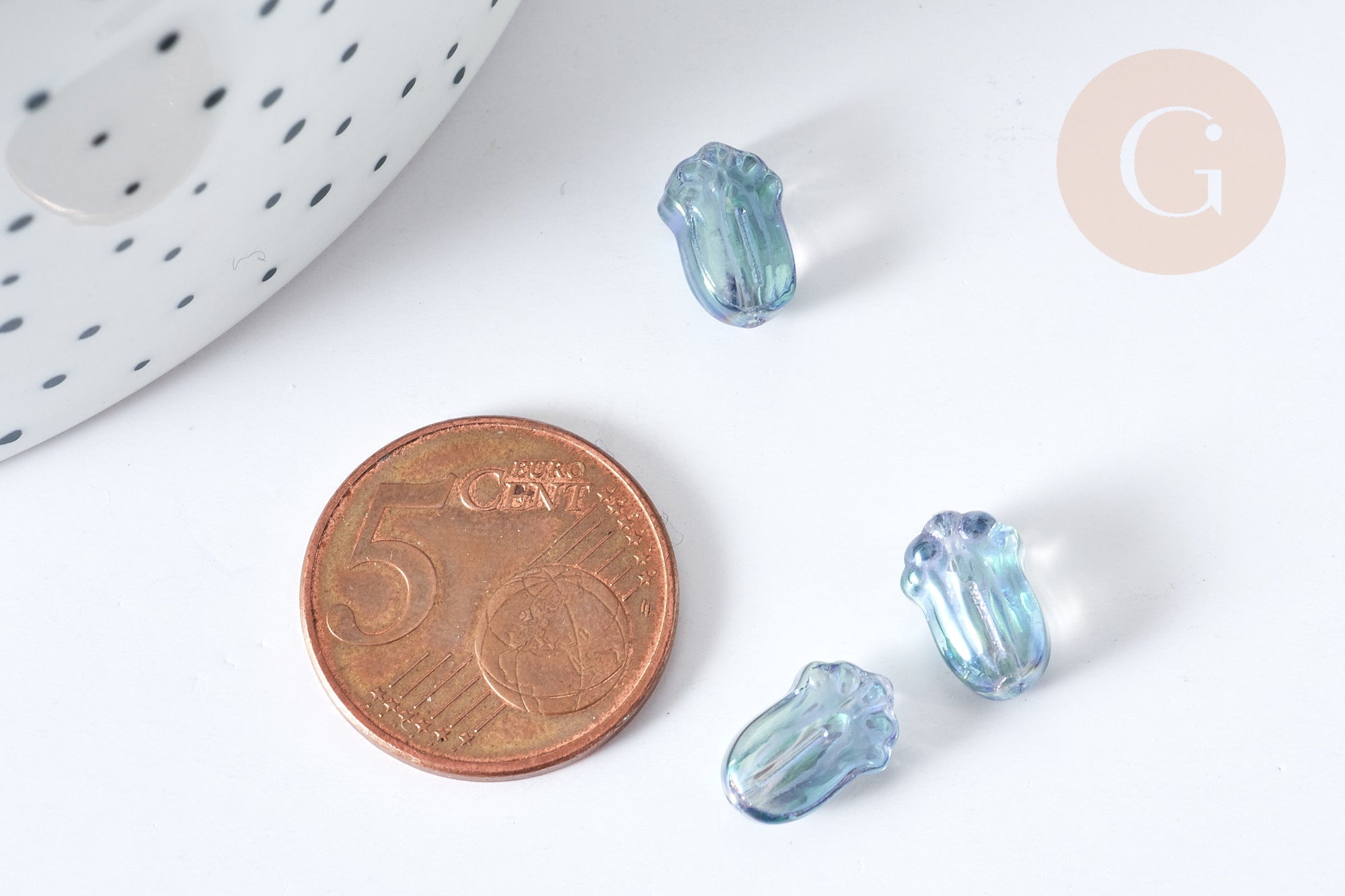 Gingerlily G8108 perles fleur verre bleu violet x10 11mm