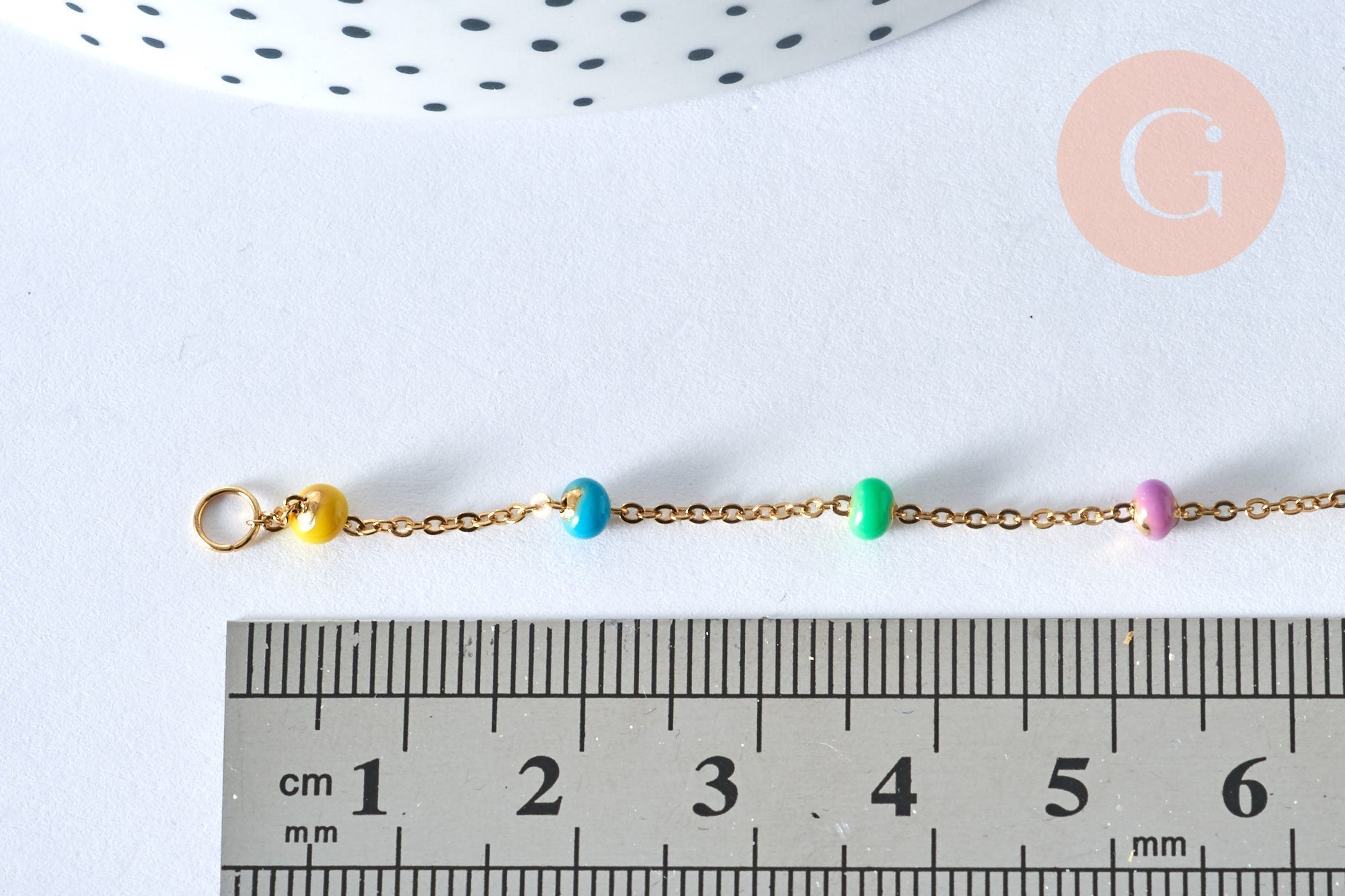 Gingerlily Perles Base Bracelet Acier Doré 16cm résine