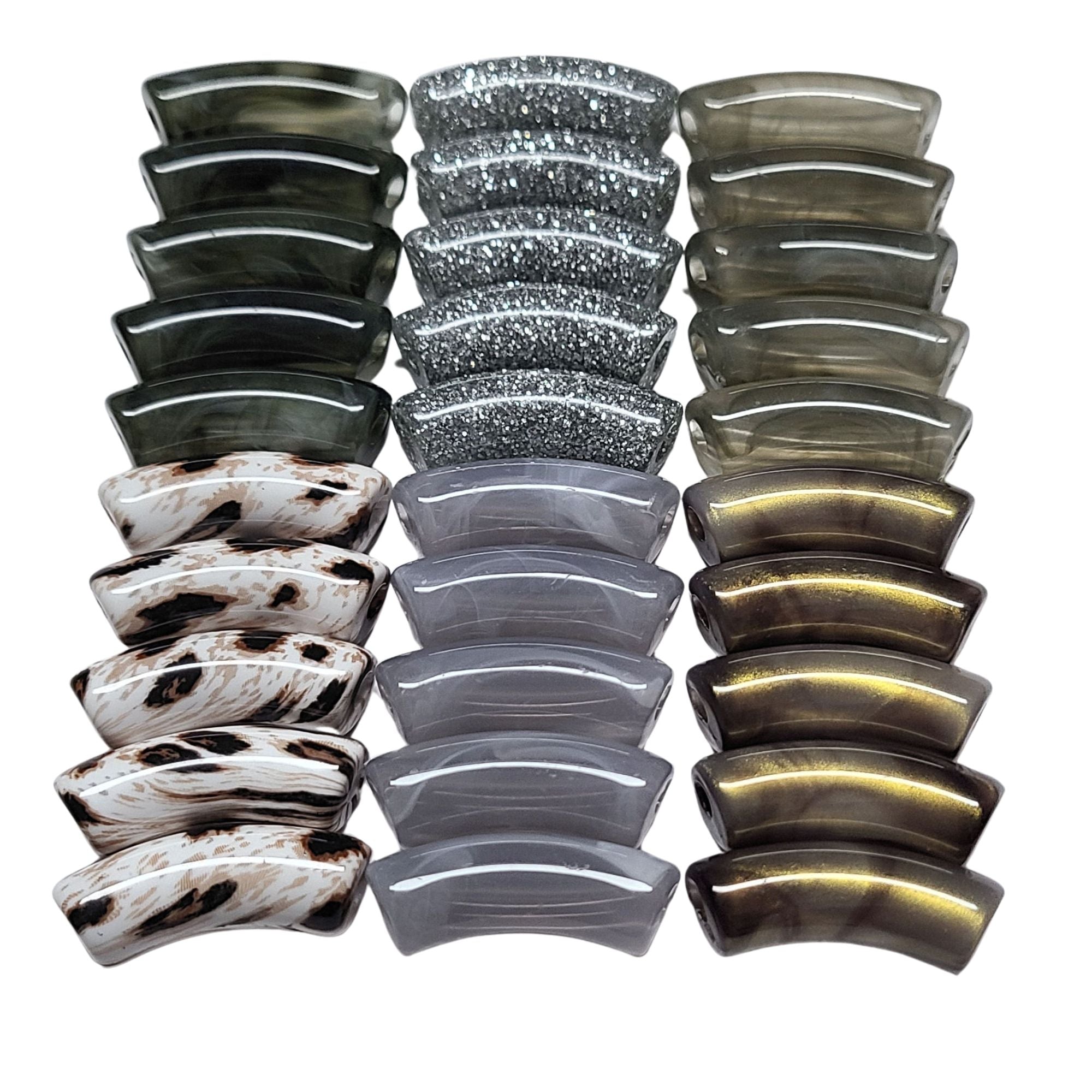 ARTSHOP Camaieux 92 tubes incurvés gris lot 30 perles 12mm