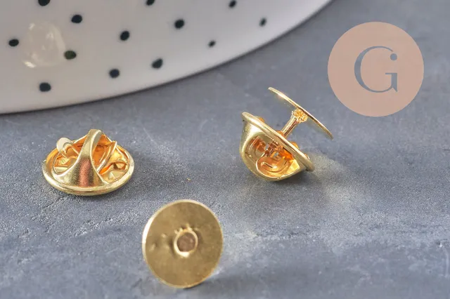 Gingerlily Apprêts DIY attache pin's laiton doré 11mm x5