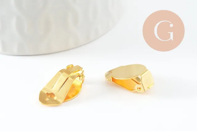 Gingerlily Supports boucles clip G9675 laiton doré non percée x2