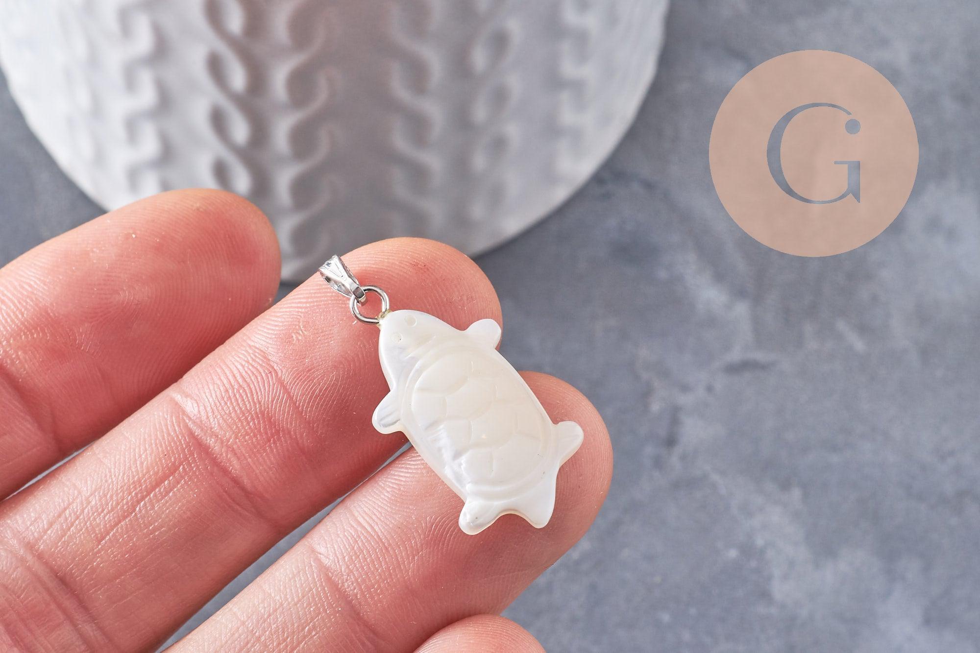 Gingerlily Pendentifs tortue nacre blanche pendentif 26mm coquillage