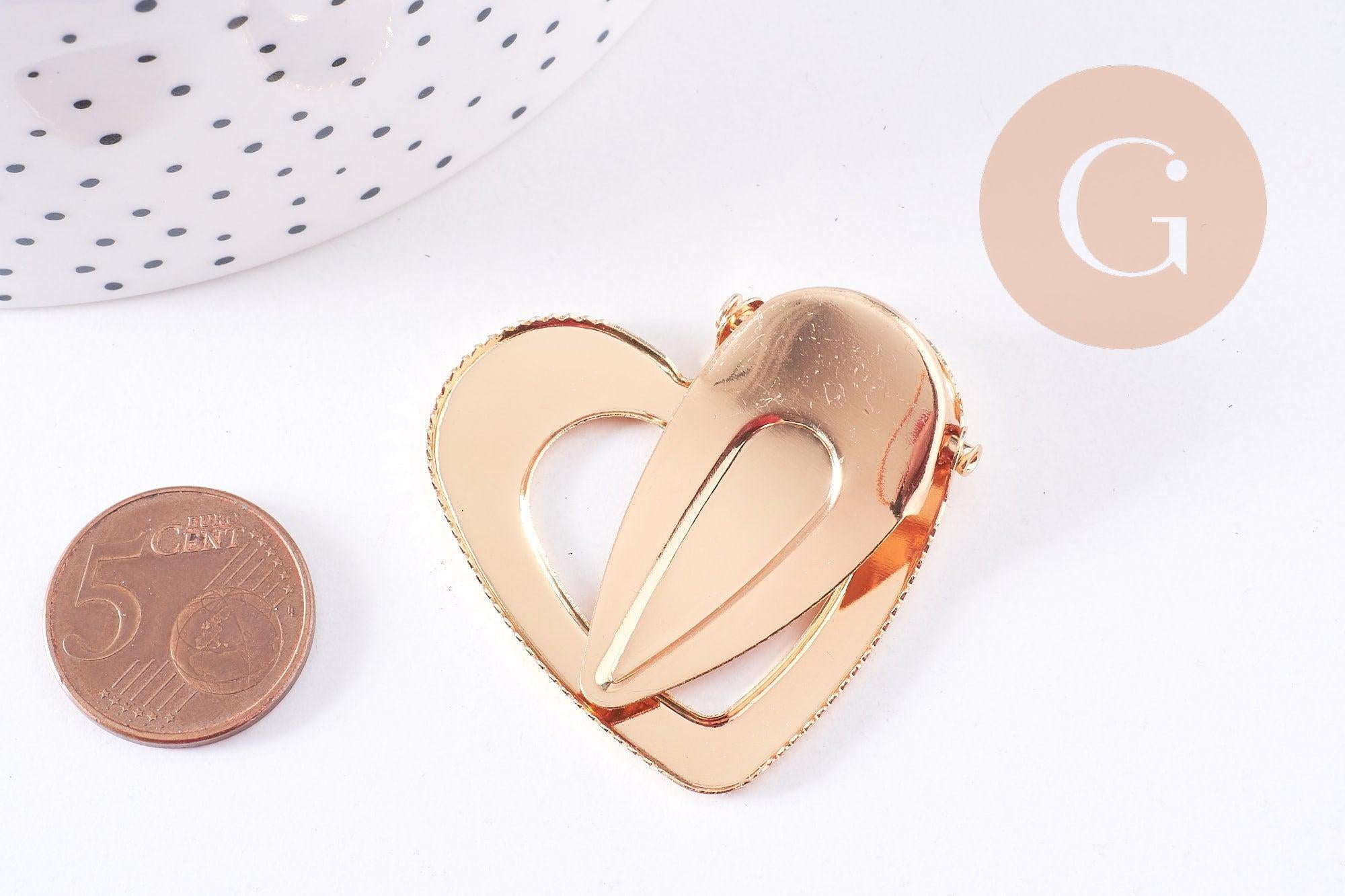 Gingerlily G10688 support barrette coeur zamac doré 40 mm