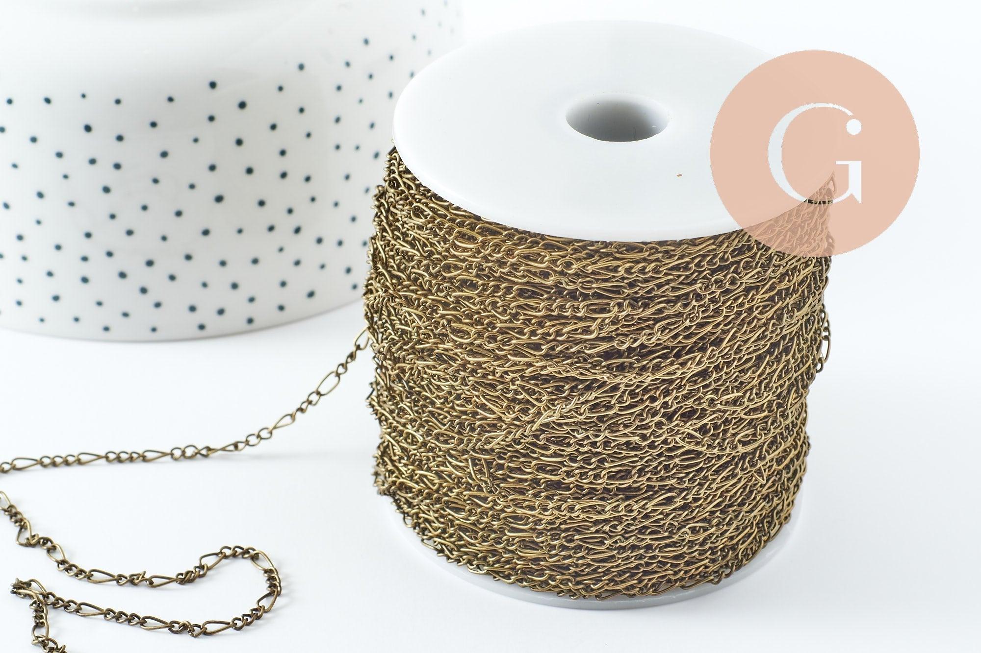 Gingerlily Chaînes maille figaro fer bronze 3-7 mm 5 m
