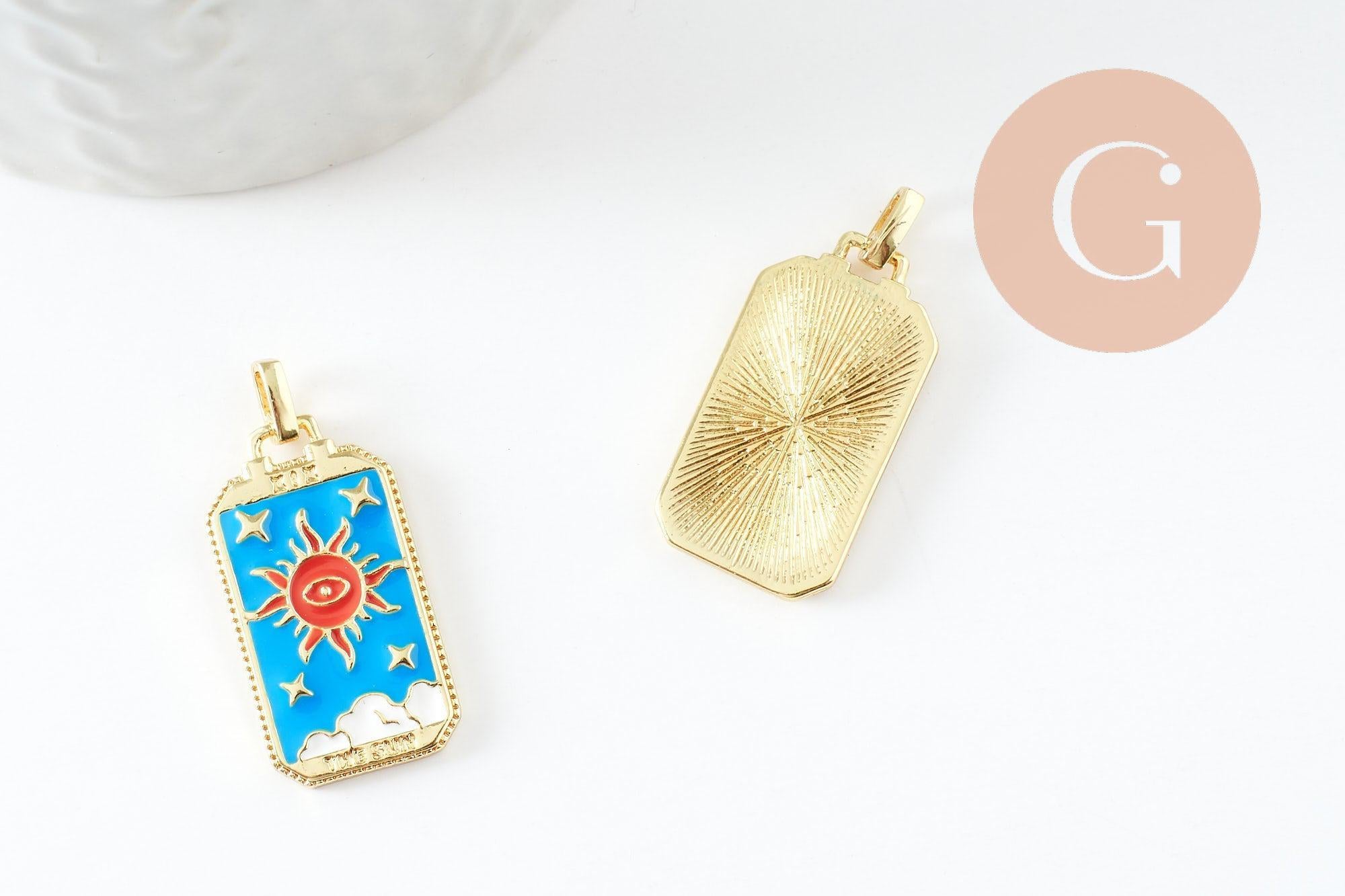 Gingerlily rectangle G10048 pendentif laiton doré noir x1