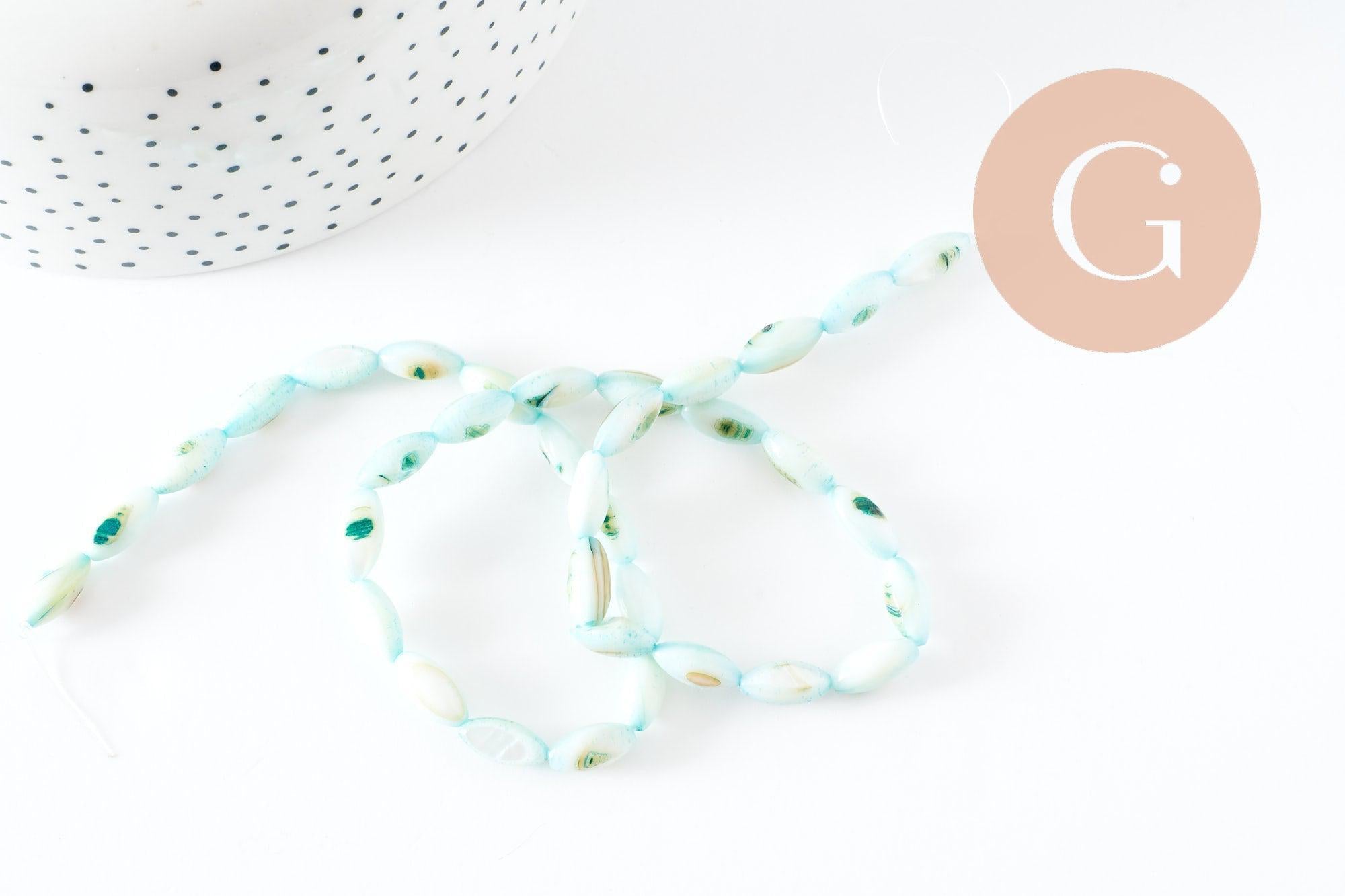 Gingerlily G9692 Fil perles nacre turquoise grain riz 38cm