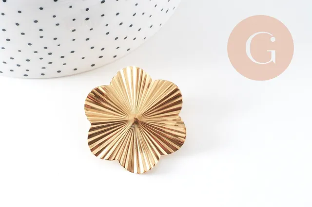 Gingerlily Boucles fleur XL acier doré 40,5mm la paire