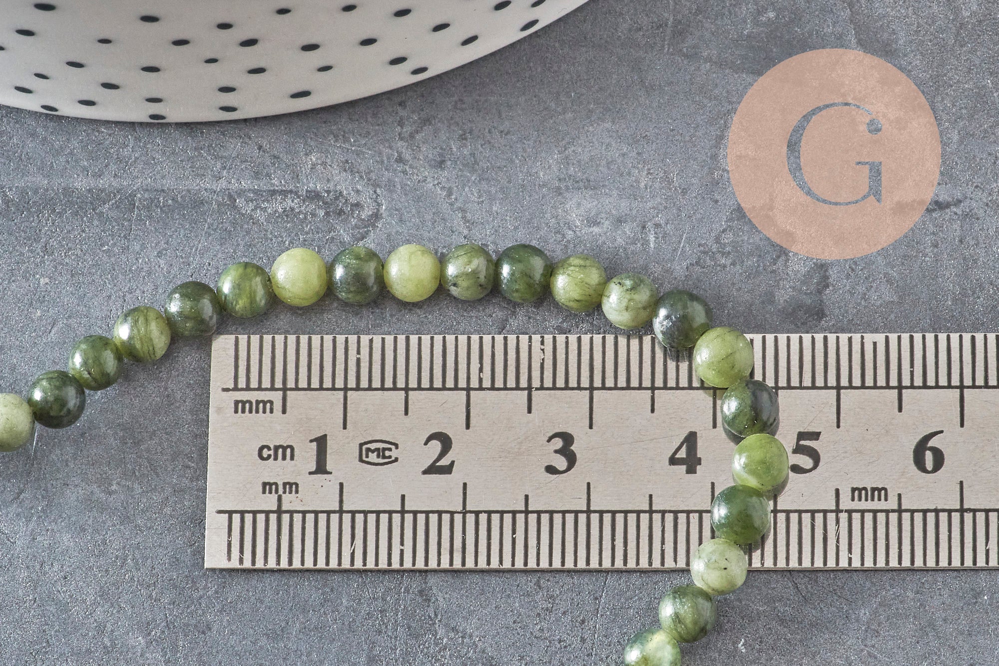 Gingerlily Perles jade vert olive 4mm fil 38cm naturel