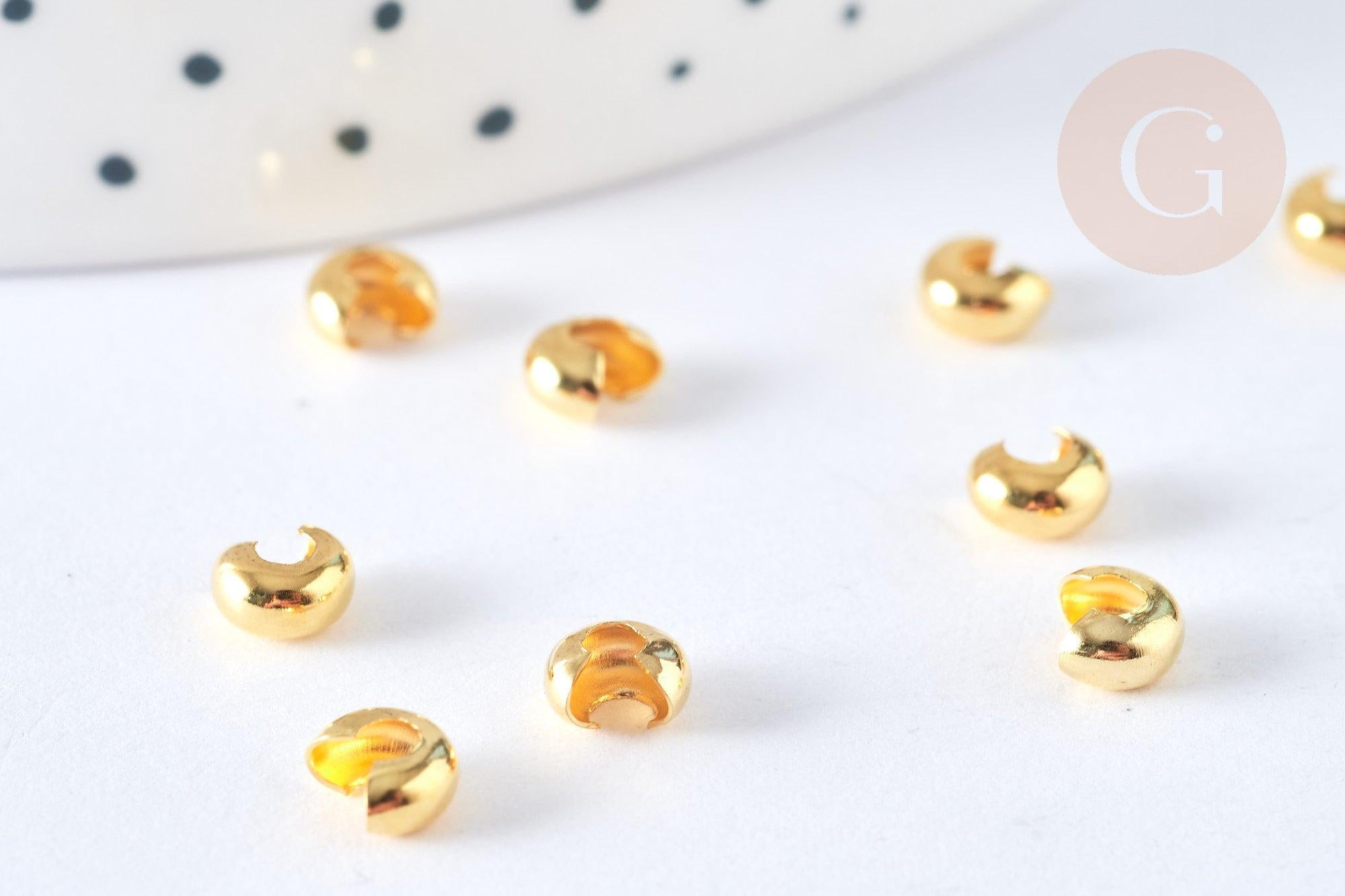 Gingerlily Apprêts Caches perles à écraser laiton doré 4mm x50