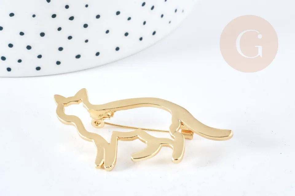 Gingerlily Broche chat zamac doré 54mm x1