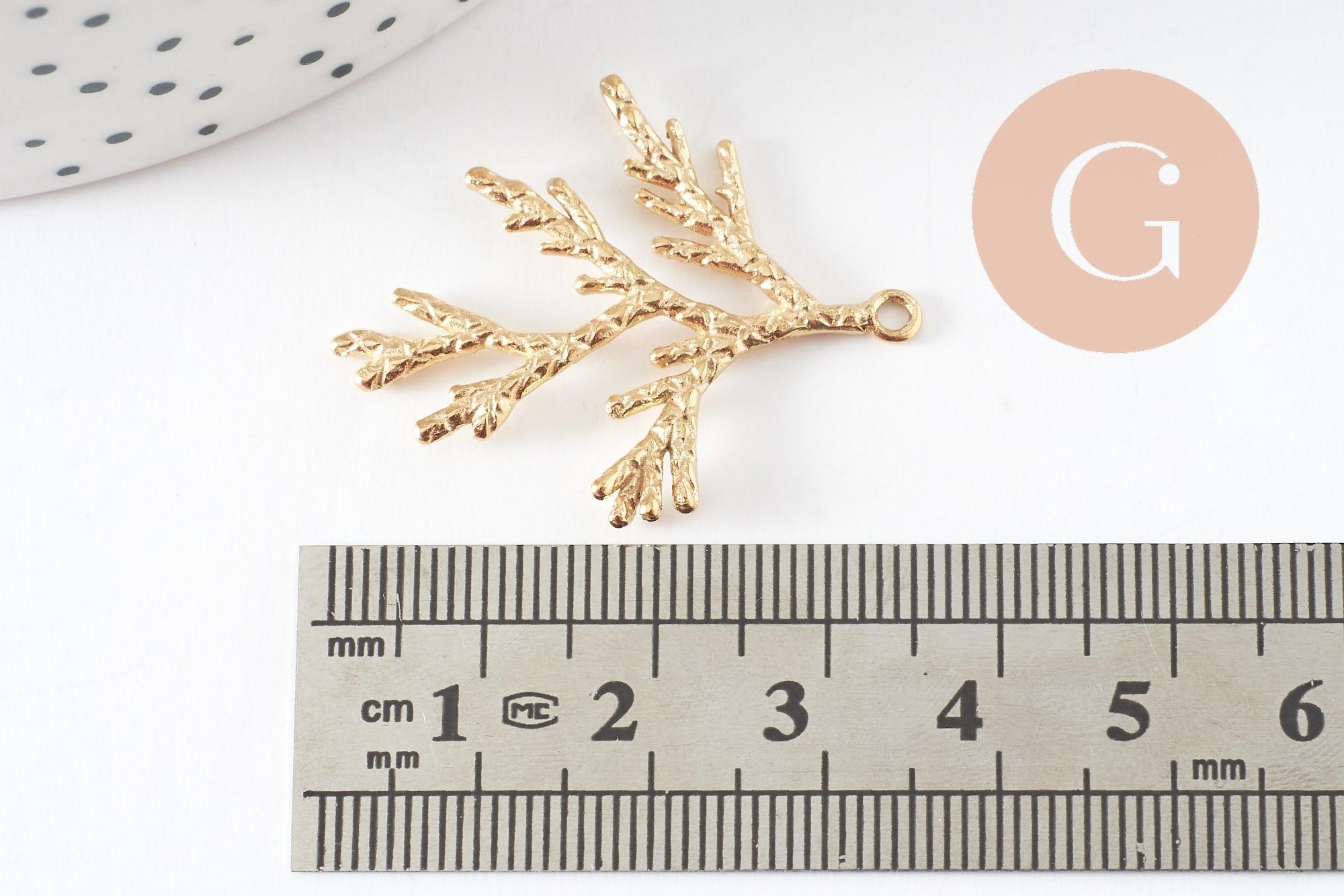 Gingerlily Pendentifs G9670 branche corail doré 35mm x1