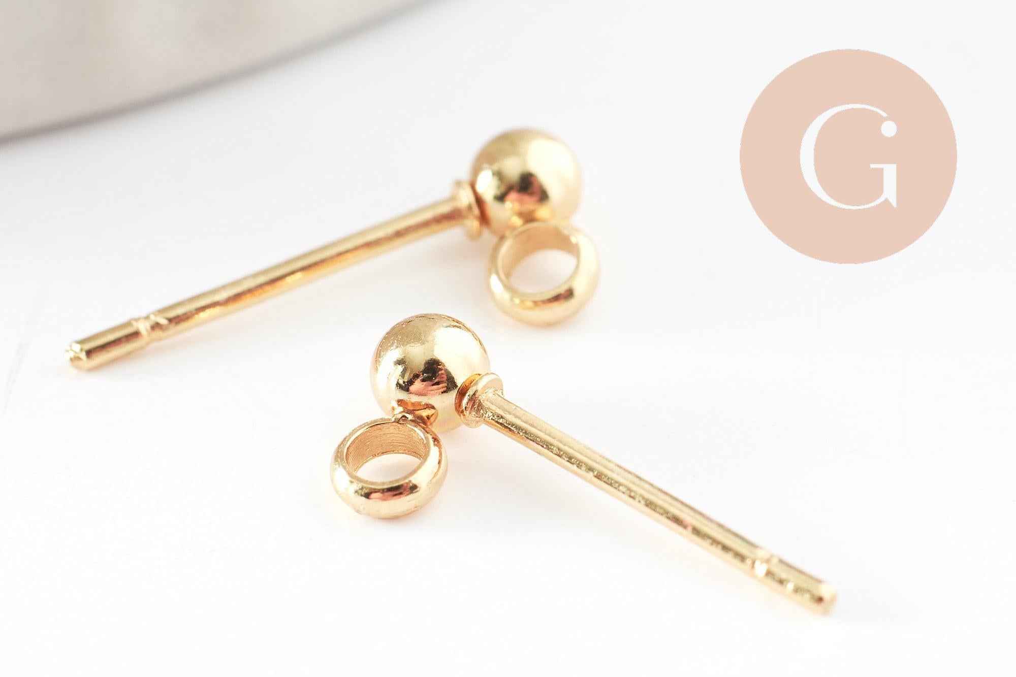 Gingerlily Clous oreille G9689 acier doré boule 3mm x10