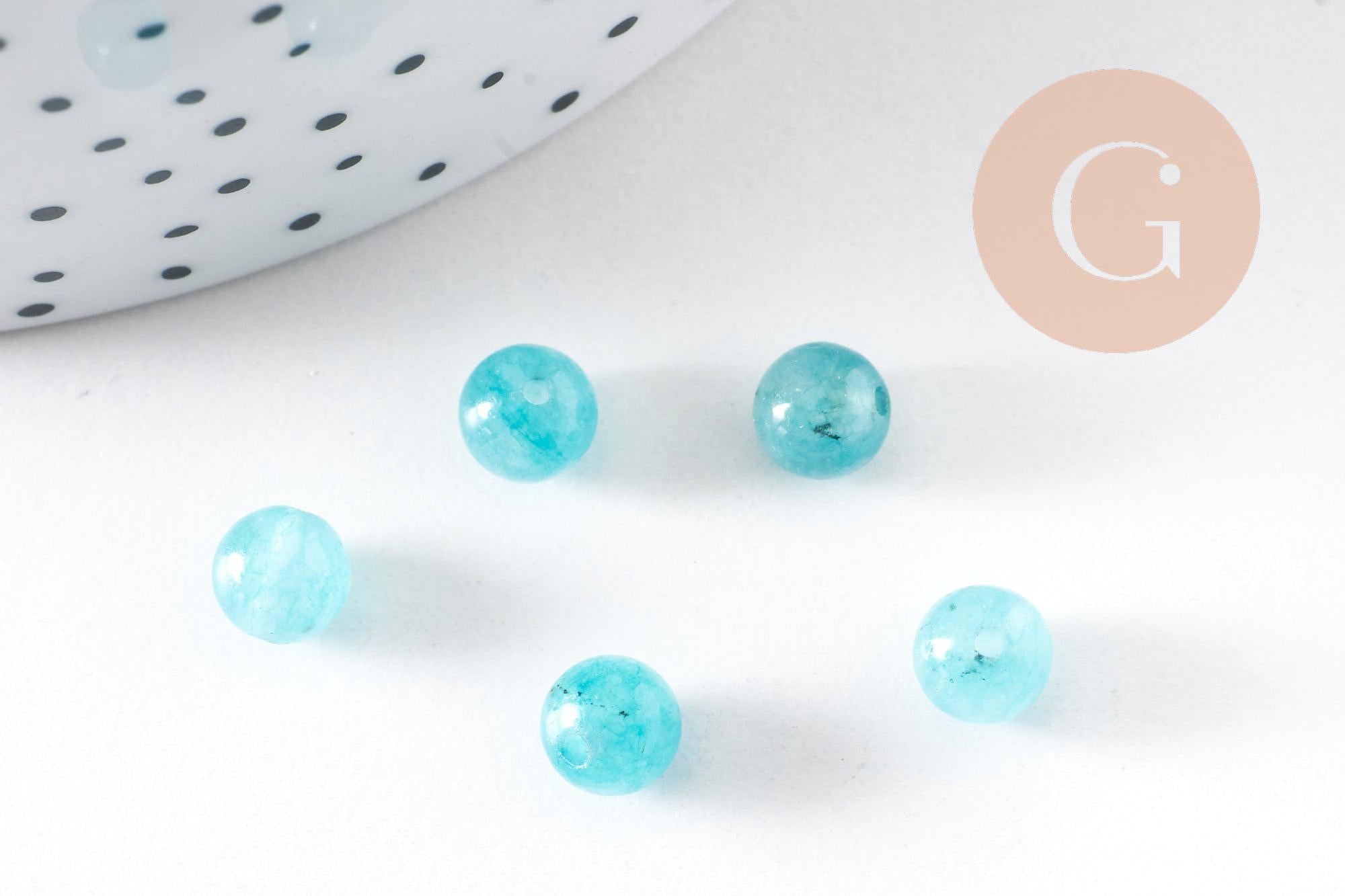 Gingerlily Perles G0884 perle ronde jade bleu ciel 6mm x10