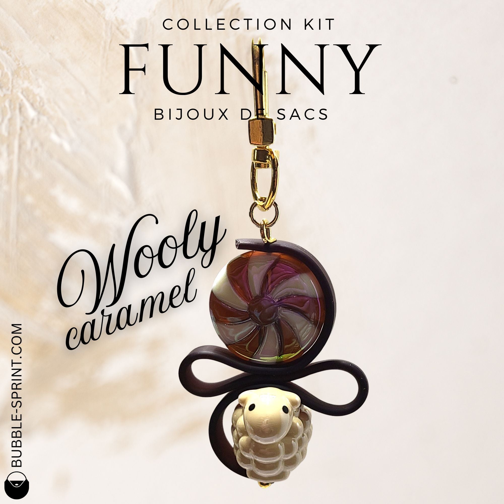 ARTSHOP Funny Wooly kit porte-clés mouton caramel