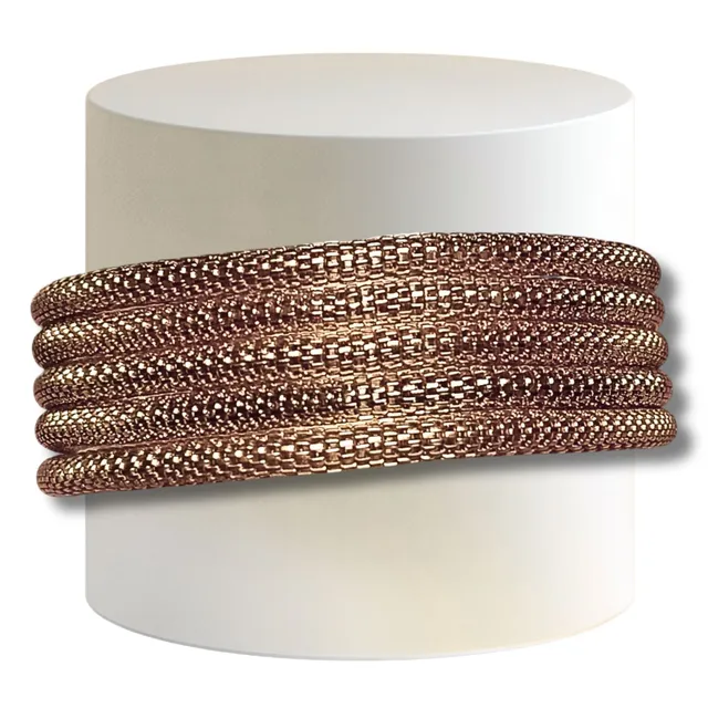 ARTSHOP Cotte de Mailles 8 bracelet élastique or rose brillant