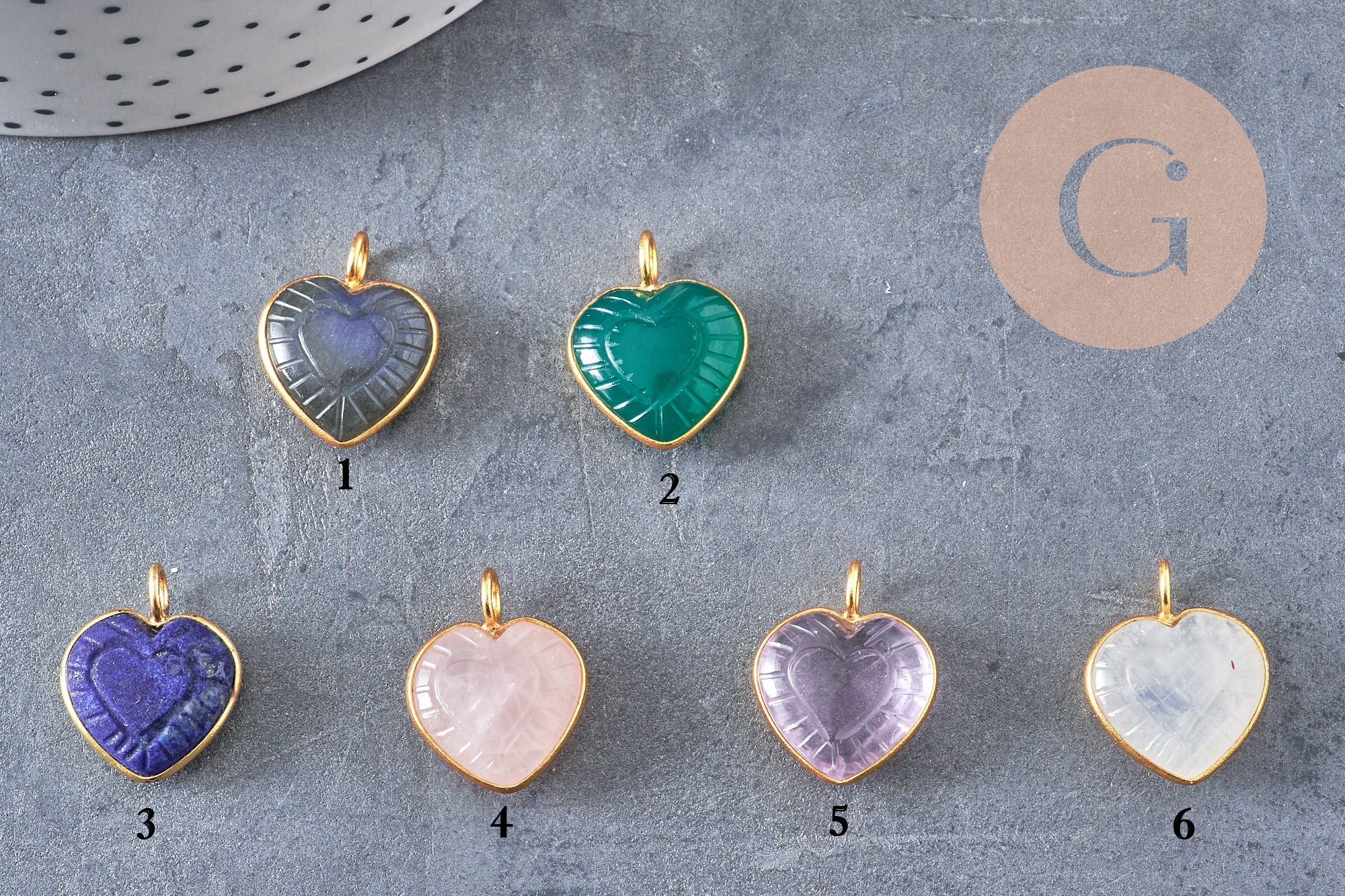 Gingerlily Pendentifs Coeur G10843 pendentif quartz rose 14mm doré