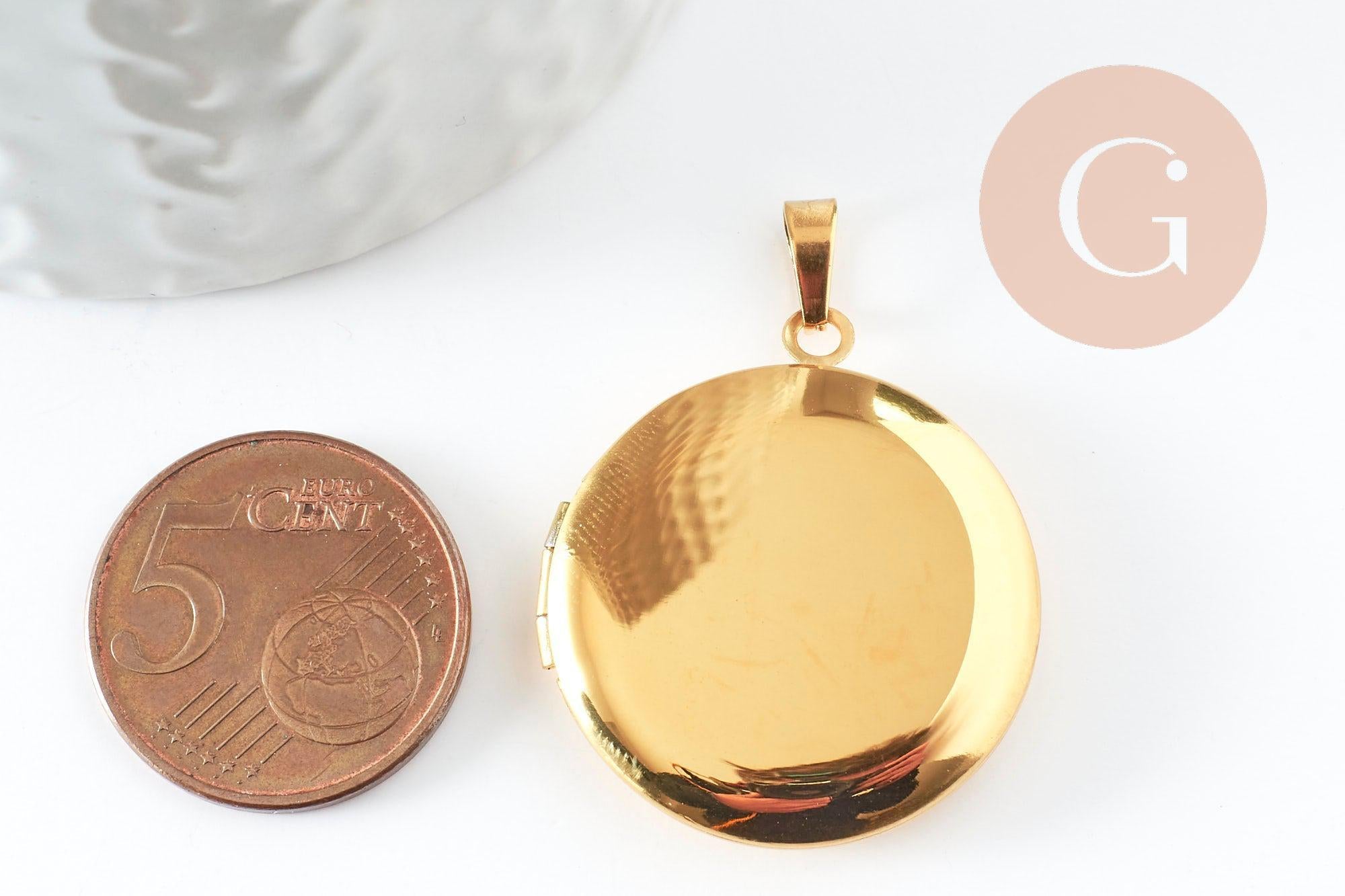 Gingerlily Locket rond pendentif médaillon doré 31mm x1