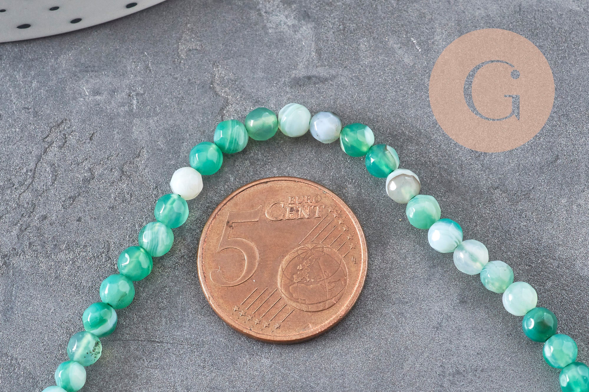 Gingerlily Perles agate rayée verte facettées 4mm fil 38cm