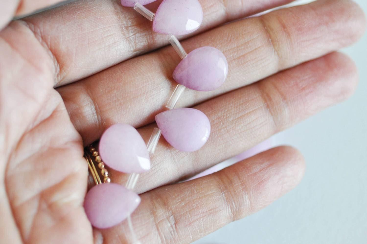 Gingerlily Perles DIY goutte jade rose facetté 15 mm x5