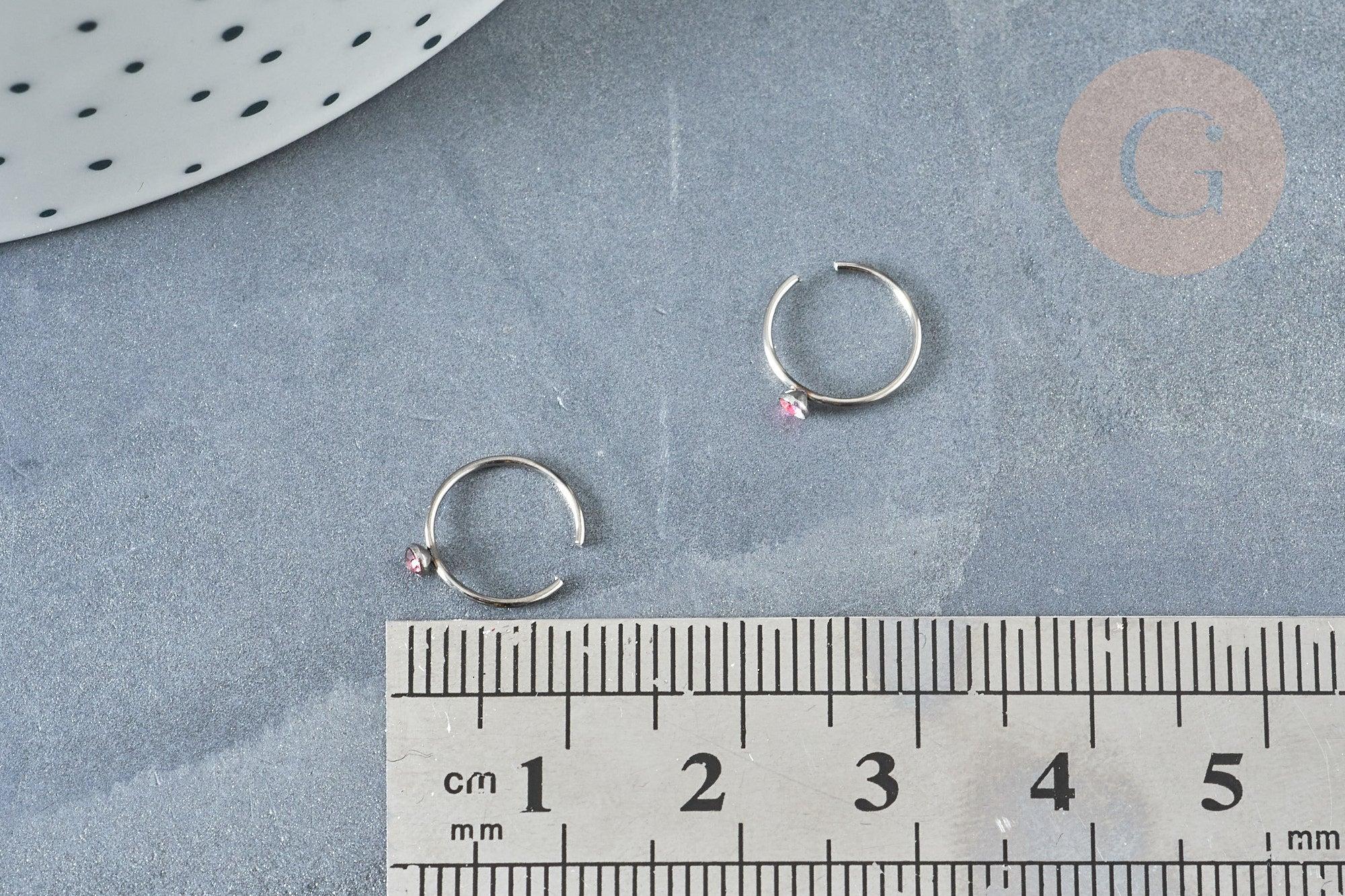 Gingerlily Piercing sans trou acier strass blanc 9mm x1
