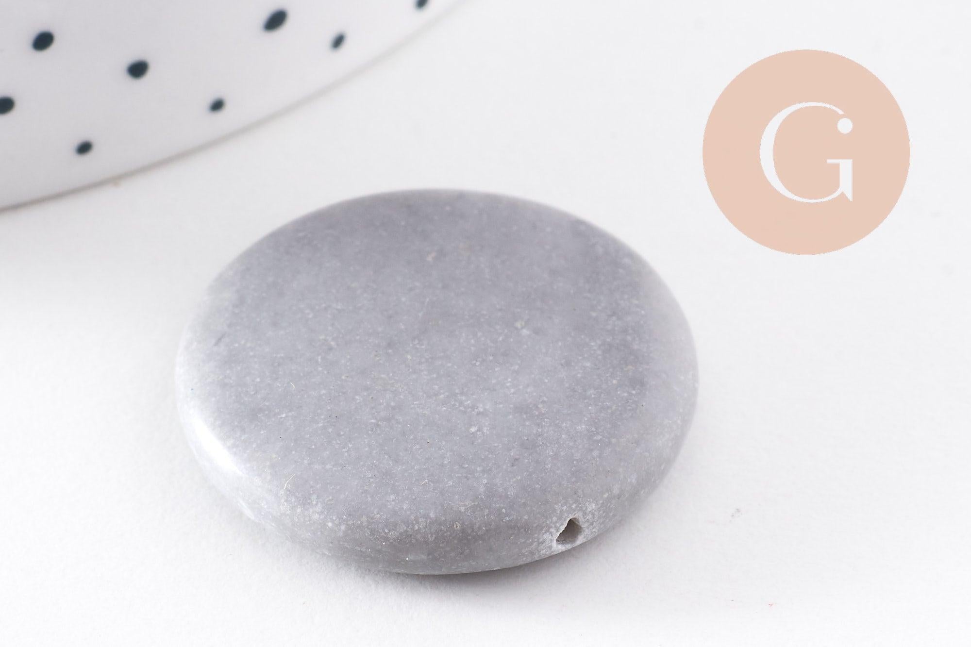 Gingerlily perles disque jaspe gris marbré x5 G10147