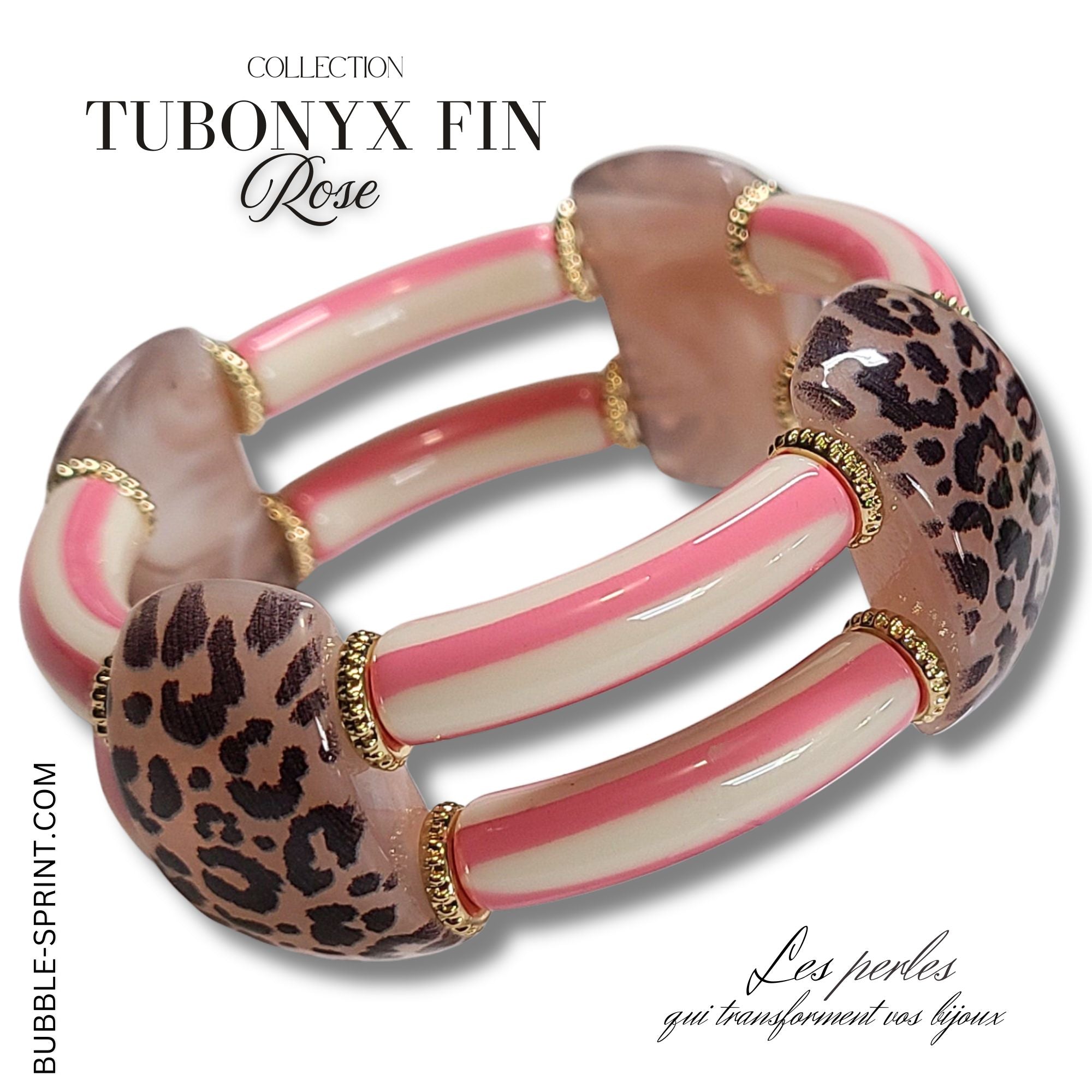 Artshop Tubonyx Fin bracelet rose monté 6 cm