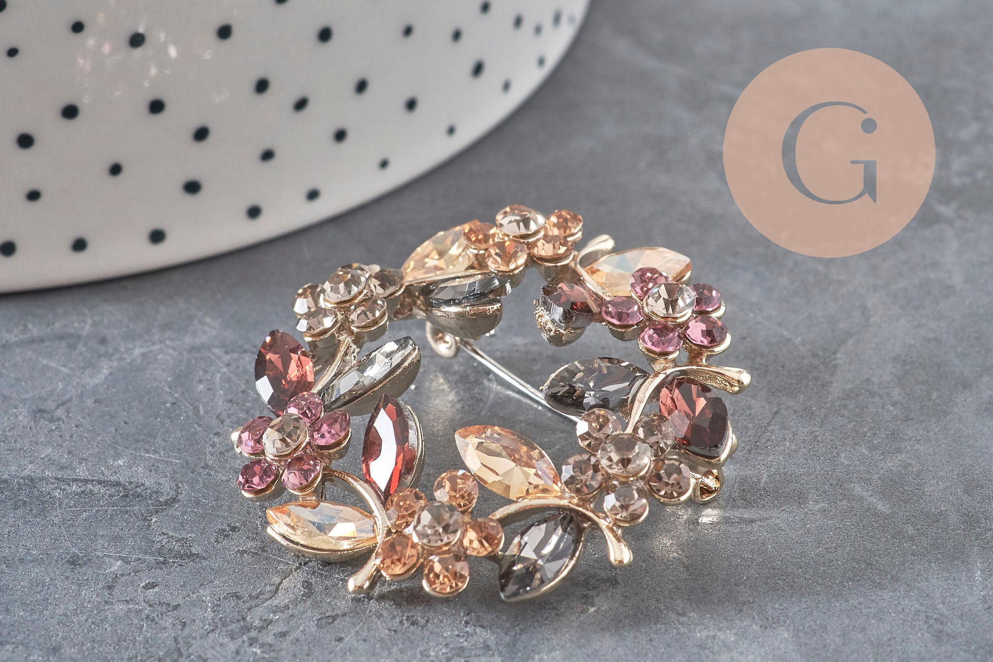 Gingerlily G11256 broche fleur zircons multicolore 41 mm