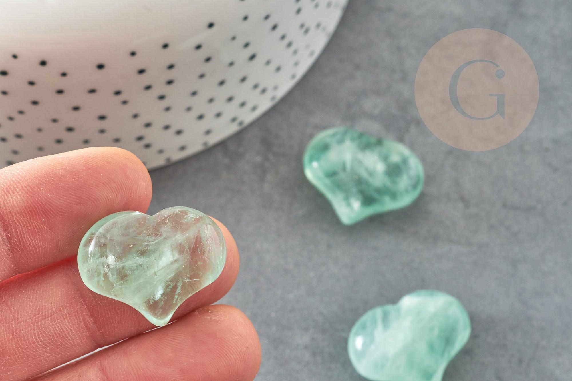 Gingerlily Pierres G5701 coeur fluorite naturelle 25mm x1 vert
