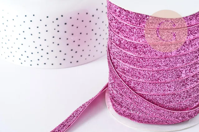 Gingerlily Cordons et fils Ruban G8906 paillettes rose 1 m 10mm