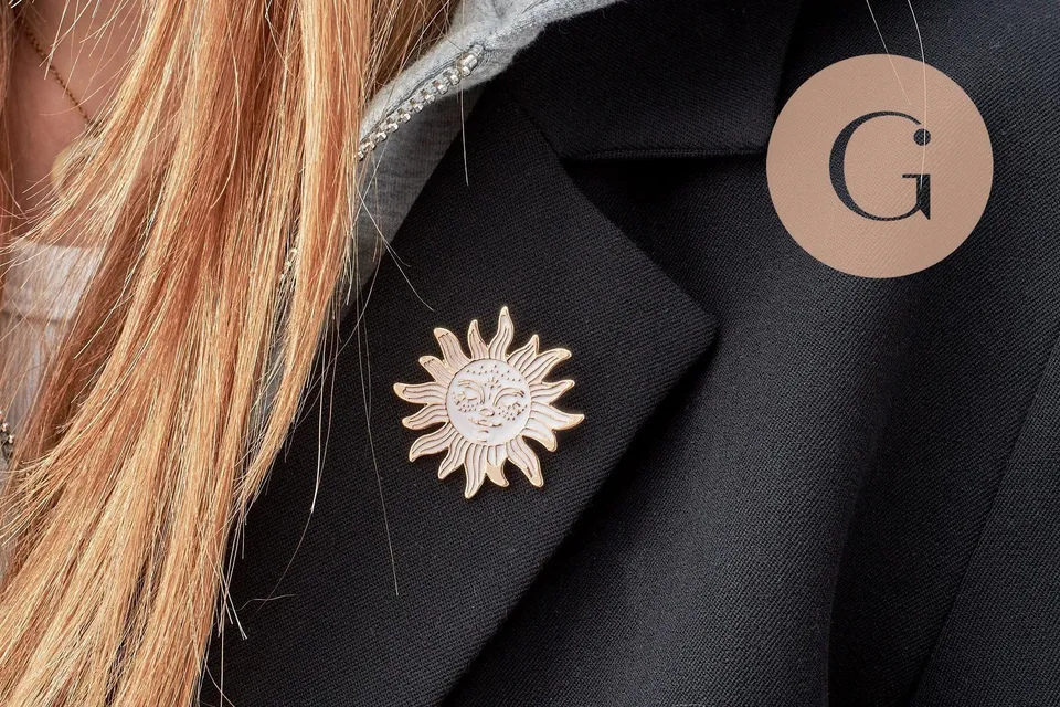 Gingerlily G9747 broche pins soleil blanc doré 35 mm x1