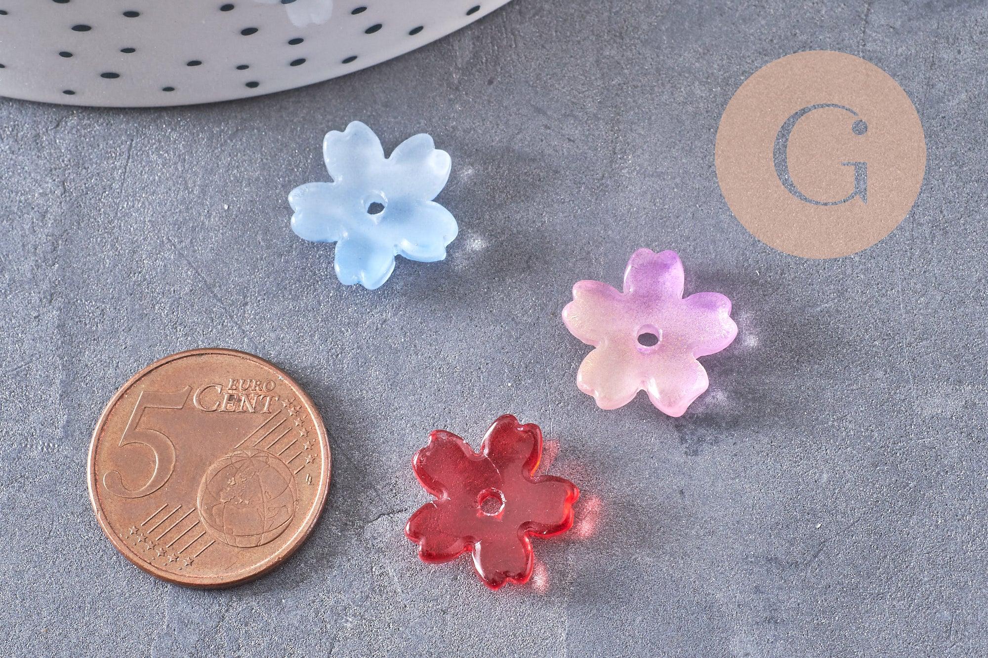 Gingerlily Perles Fleur verre jaune 14,5 mm x10 paillettes