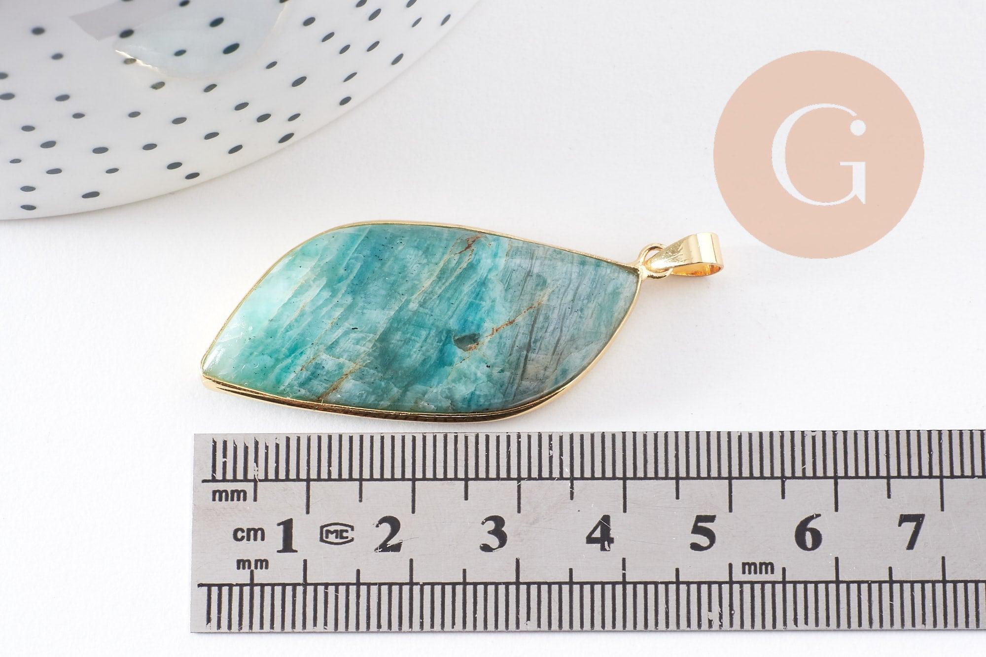 Gingerlily Feuille Amazonite Laiton 34-46mm x1 Pendentif