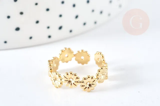 Gingerlily G8469 bague marguerites acier doré taille 54